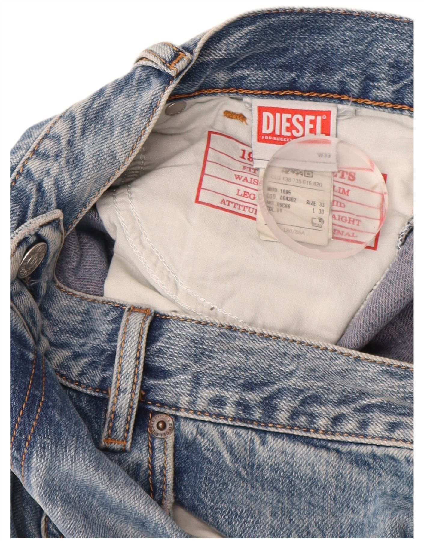 Diesel Mens Slim Jeans W33 L28 Blue Size US 33 - 4 Thumbnail