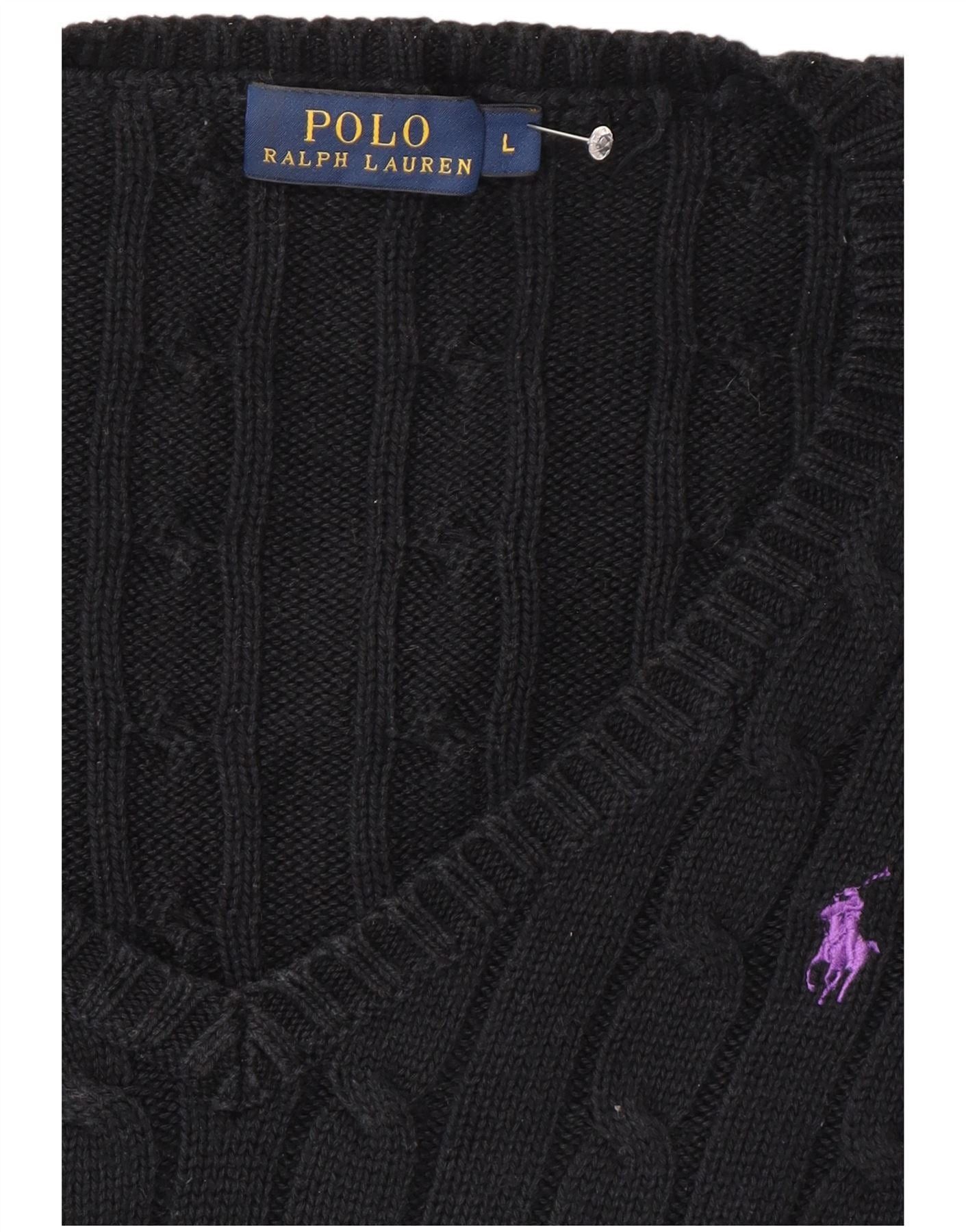Polo Ralph Lauren Womens V-Neck Jumper Sweater UK 16 Large Black Size M / US 6-8 / IT 42-44 - 4 Thumbnail