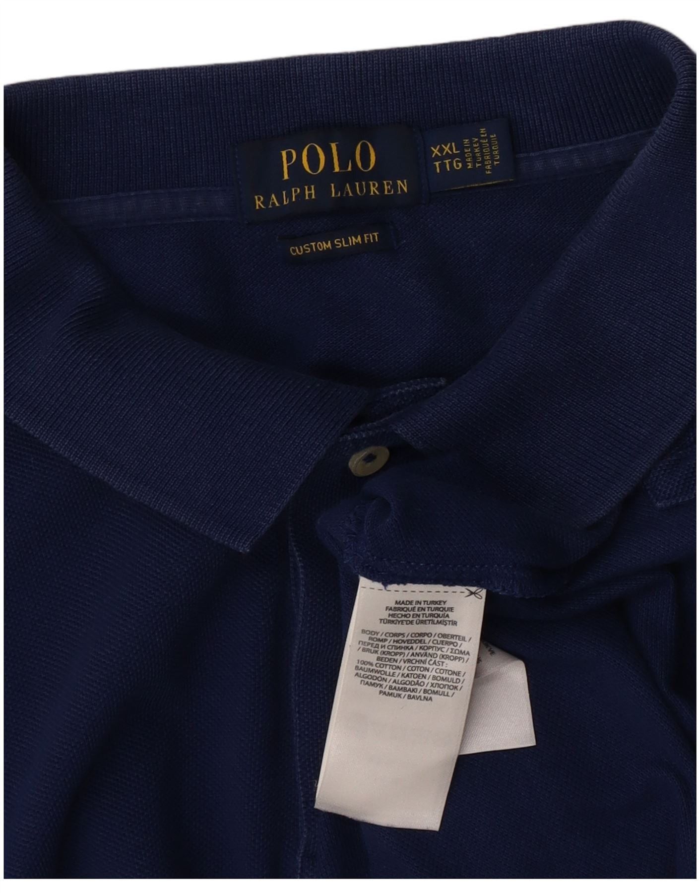 Polo Ralph Lauren Mens Custom Slim Fit Polo Shirt 2XL Blue Cotton Size US XL / EU 56 / 4 - 3 Thumbnail