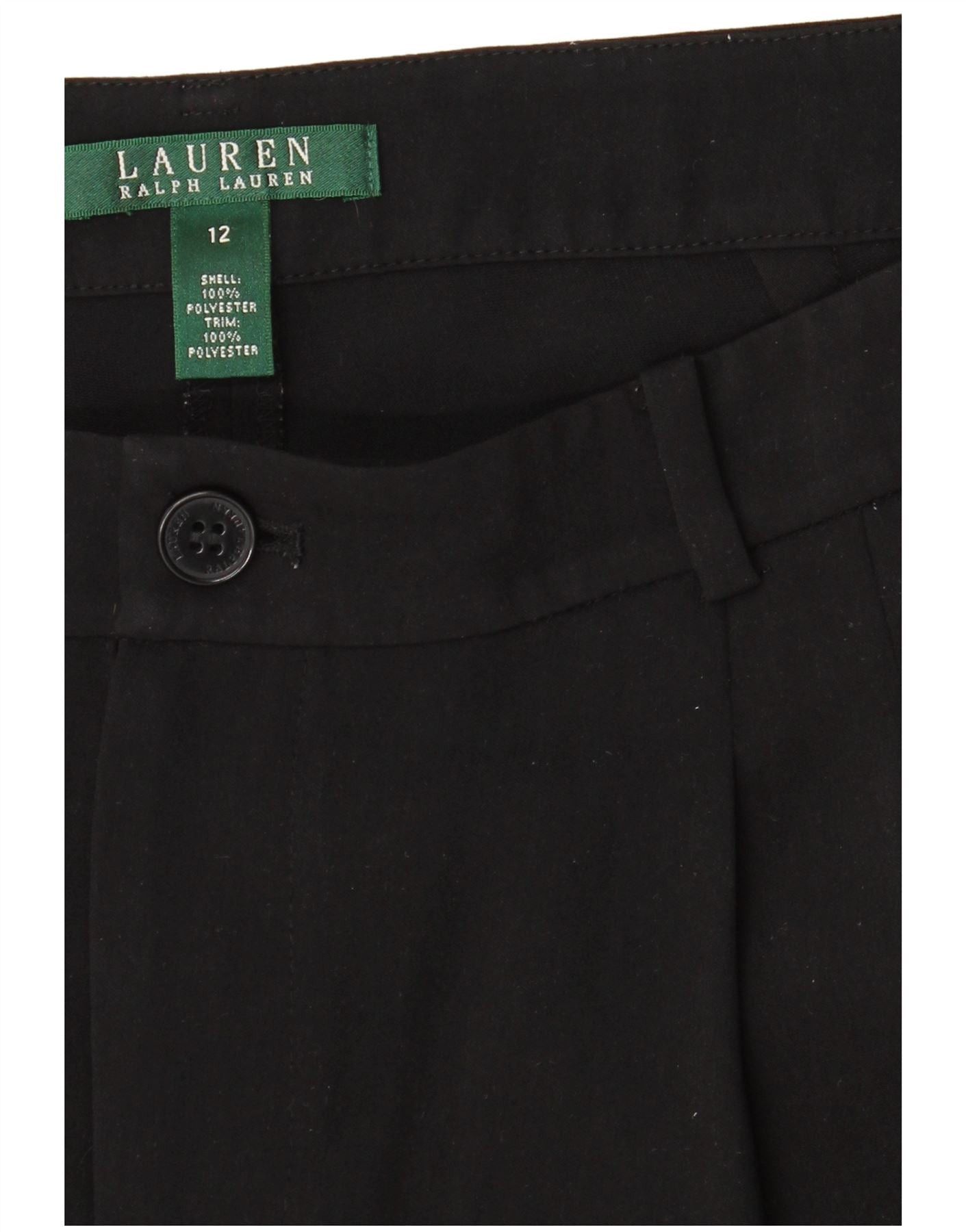 Ralph Lauren Womens High Waist Chino Trousers US 12 Large W34 L28 Black Size 30" / US 8 / IT 44 - 3 Thumbnail