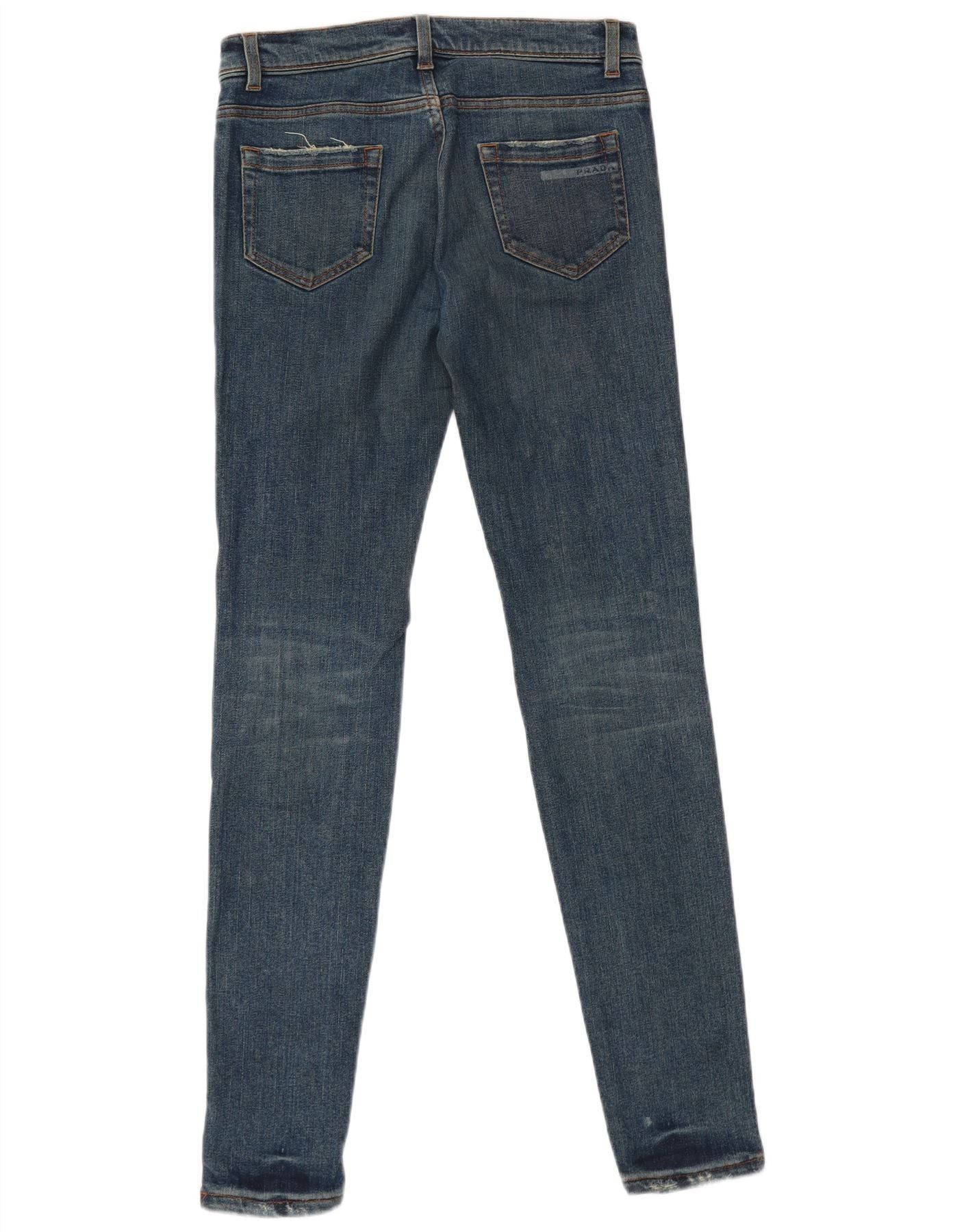 Prada Womens Skinny Jeans W26 L32 Navy Blue Cotton Size 42" / US 20 - 2 Thumbnail