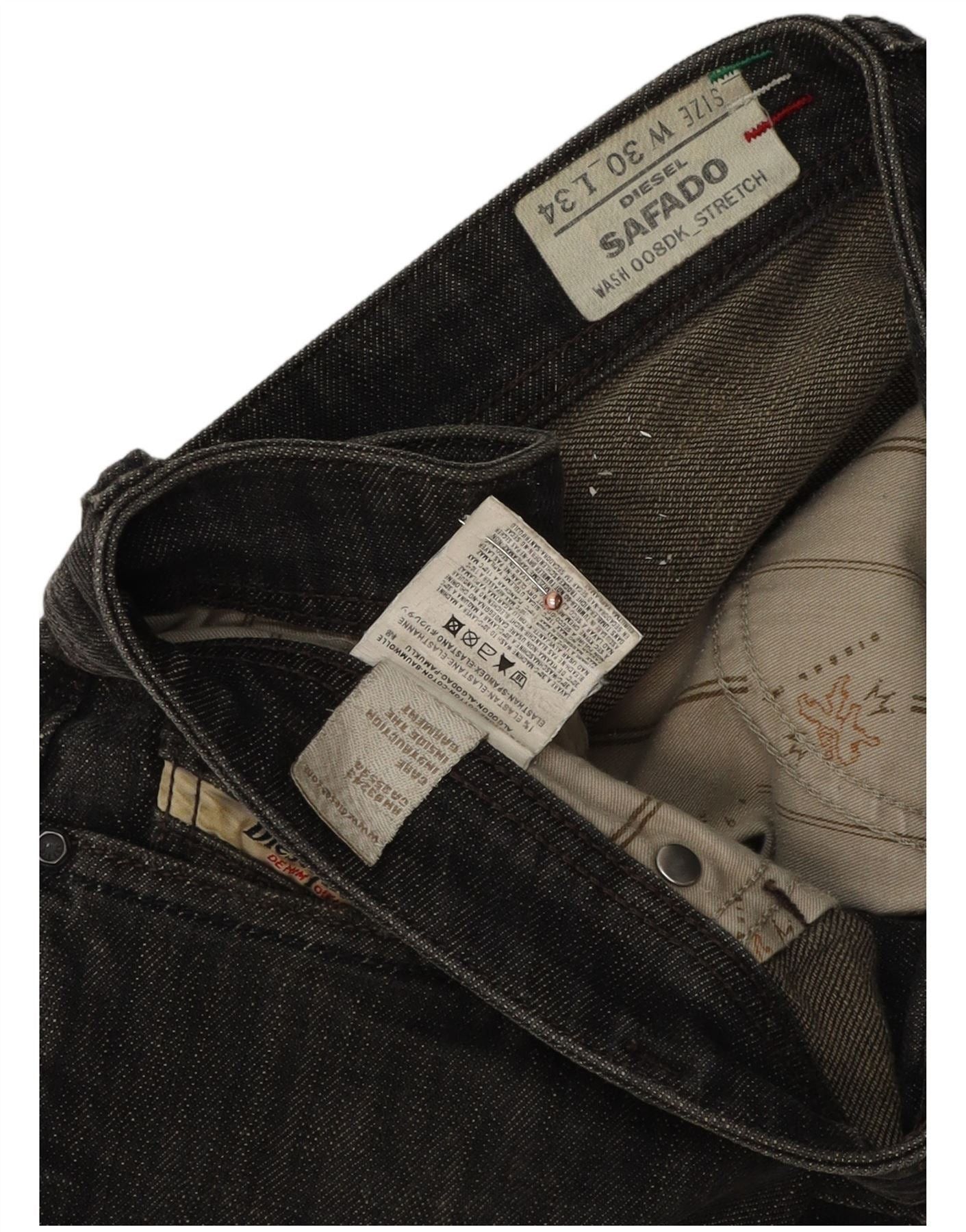 Diesel Womens Safado Straight Jeans W30 L31 Grey Flecked Cotton Size 42" / US 20 - 3 Thumbnail