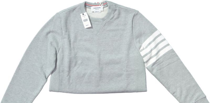 Thom Browne Thom Browne 4-Bar Loopback Crewneck Sweatshirt in Grey Cotto Size US XXL / EU 58 / 5 - 4 Thumbnail