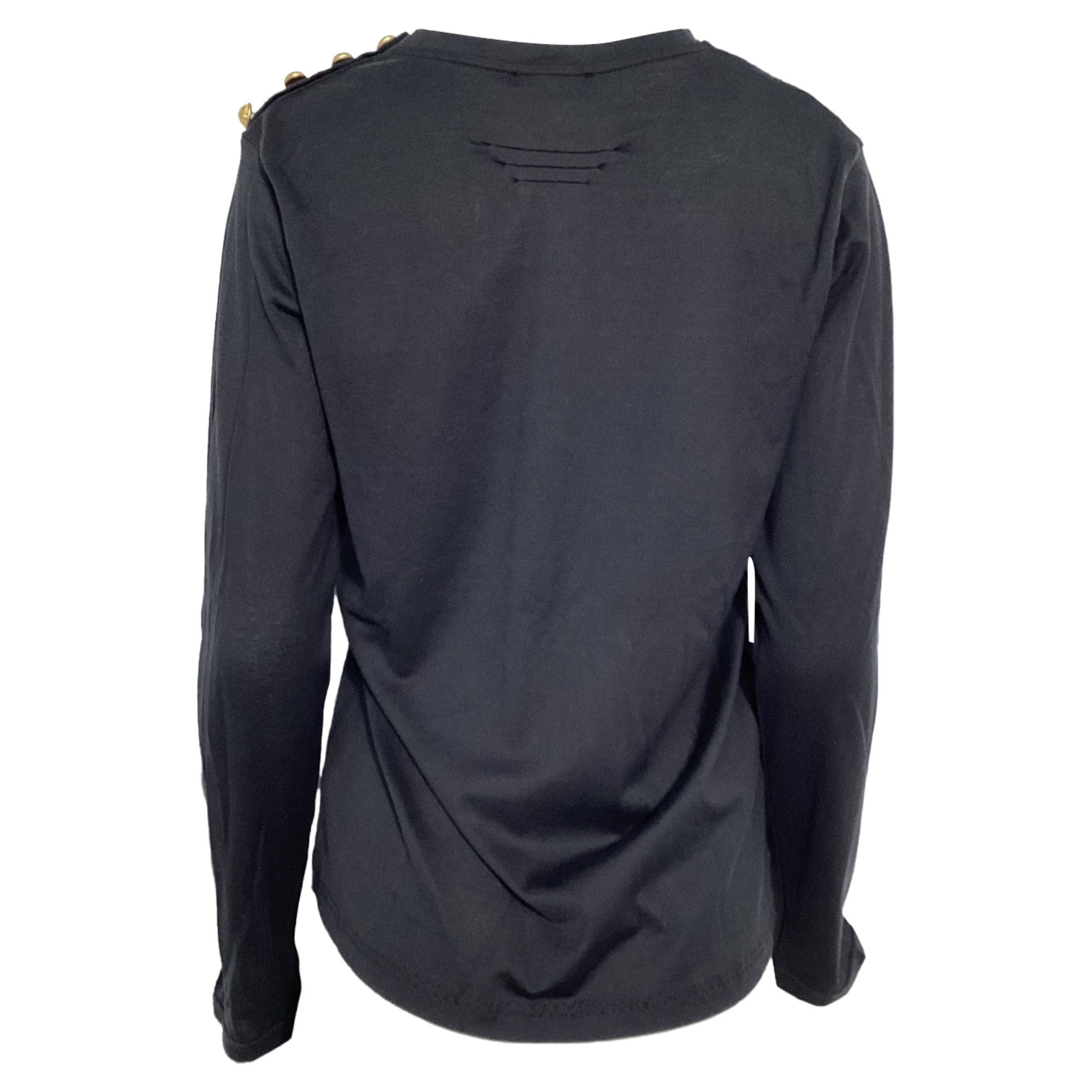 Balmain Balmain Embroidered Long Sleeve T-Shirt in Black Cotton Size US XL / EU 56 / 4 - 4 Thumbnail