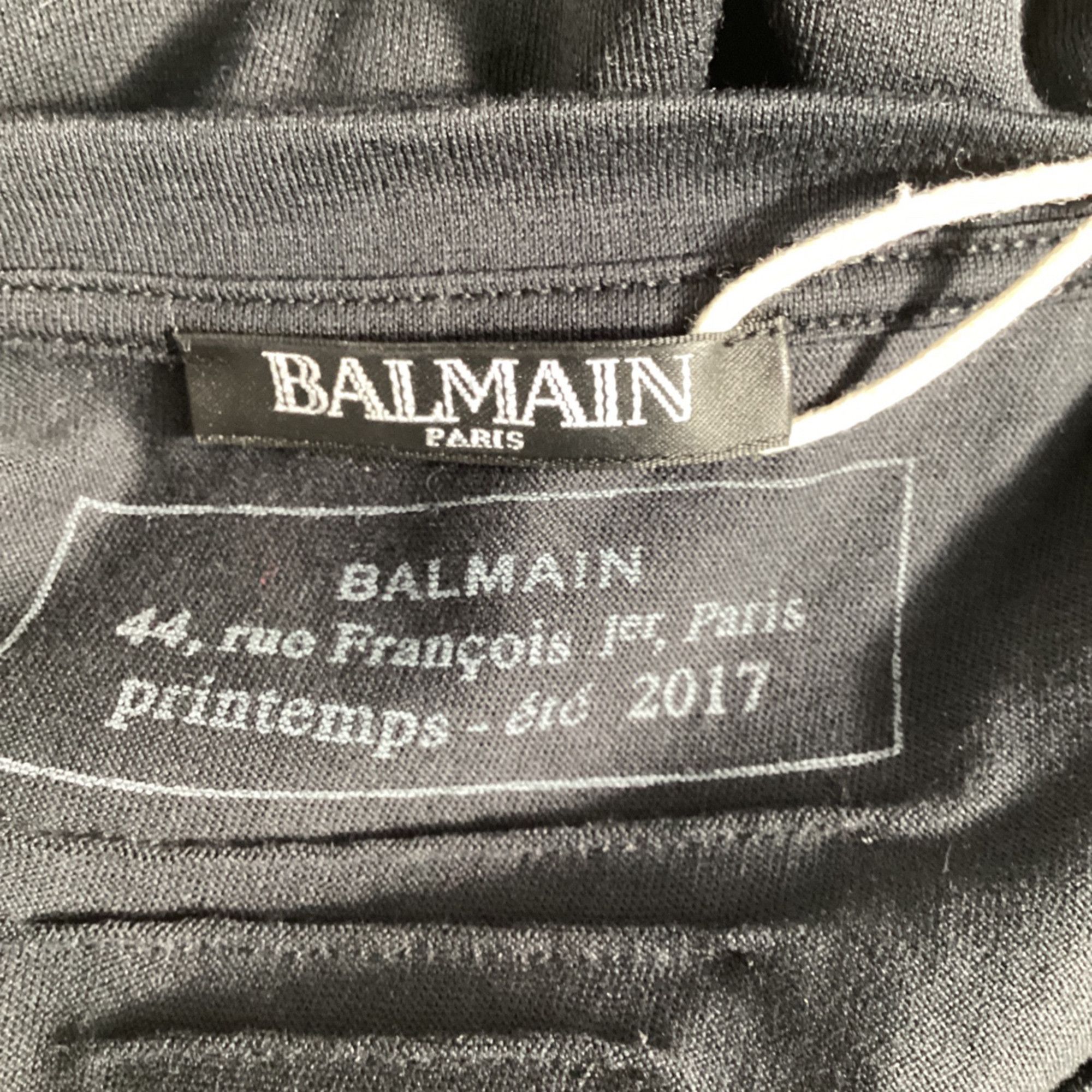 Balmain Balmain Embroidered Long Sleeve T-Shirt in Black Cotton Size US XL / EU 56 / 4 - 5 Thumbnail