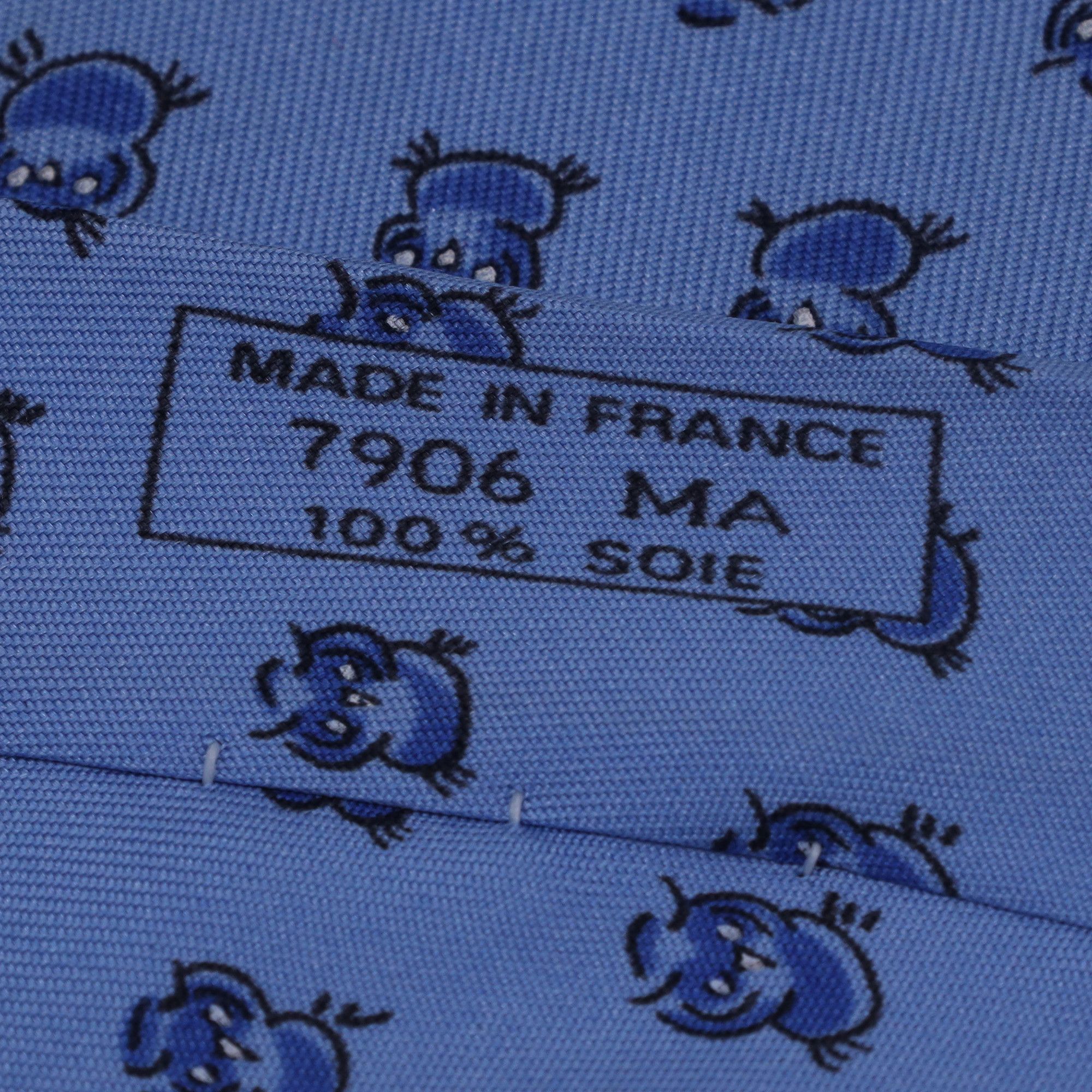 Hermes Hermès Owl Printed Necktie in Blue Silk Size ONE SIZE - 5 Thumbnail