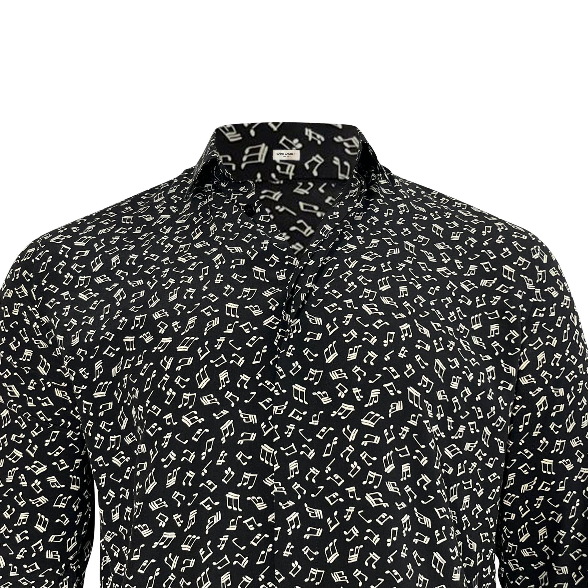Saint Laurent Paris Saint Laurent Printed Long Sleeve Shirt in Black Silk Size US XL / EU 56 / 4 - 2 Thumbnail