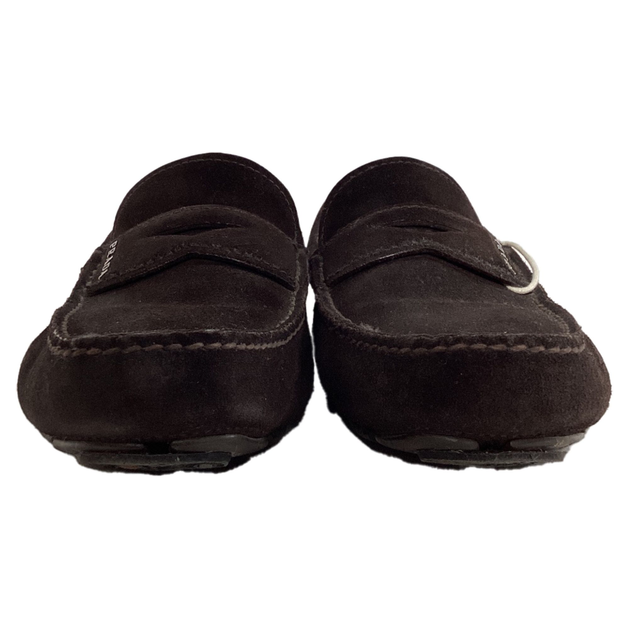 Prada Prada Logo Penny Driver Loafers in Brown Suede Size US 7.5 / EU 40-41 - 2 Thumbnail
