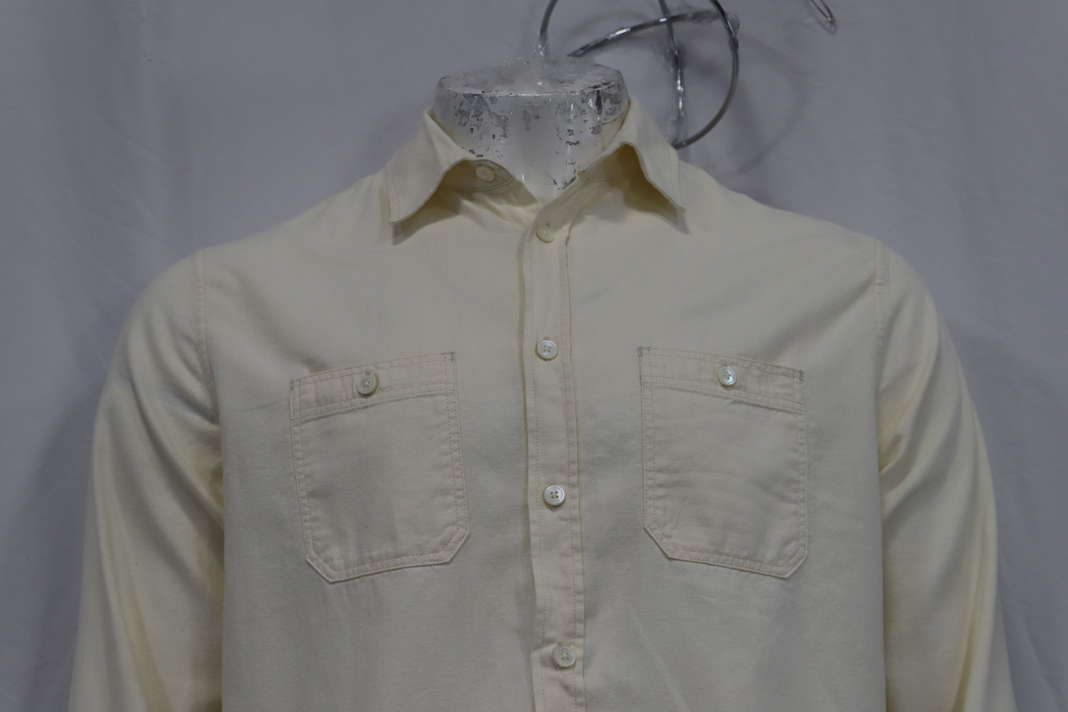 Mr P. Mr. P. Buttoned Long Sleeve Shirt with Pockets in Ivory Cot Size US XL / EU 56 / 4 - 4 Thumbnail