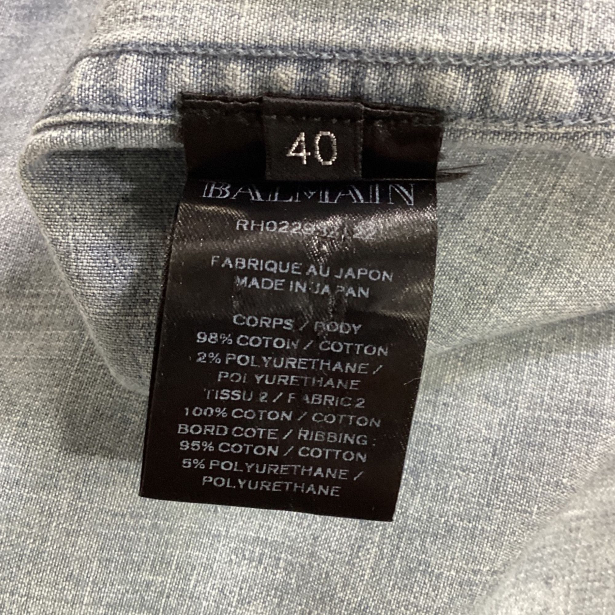Balmain Balmain Hooded Jacket in Blue Denim and Grey Cotton Size US S / EU 44-46 / 1 - 6 Thumbnail