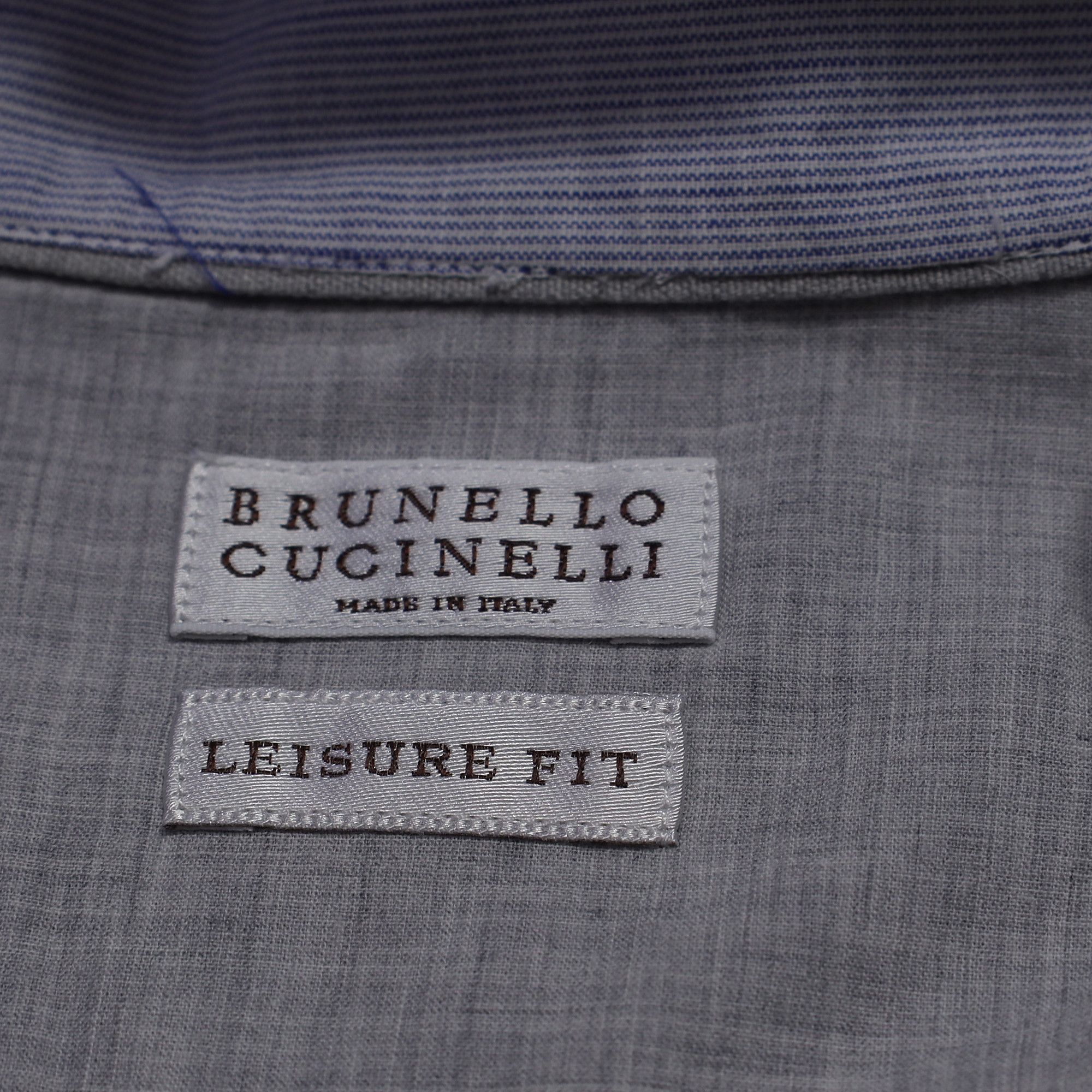 Brunello Cucinelli Brunello Cucinelli Striped Button-Down Shirt in Blue Cotton Size US XXL / EU 58 / 5 - 5 Thumbnail