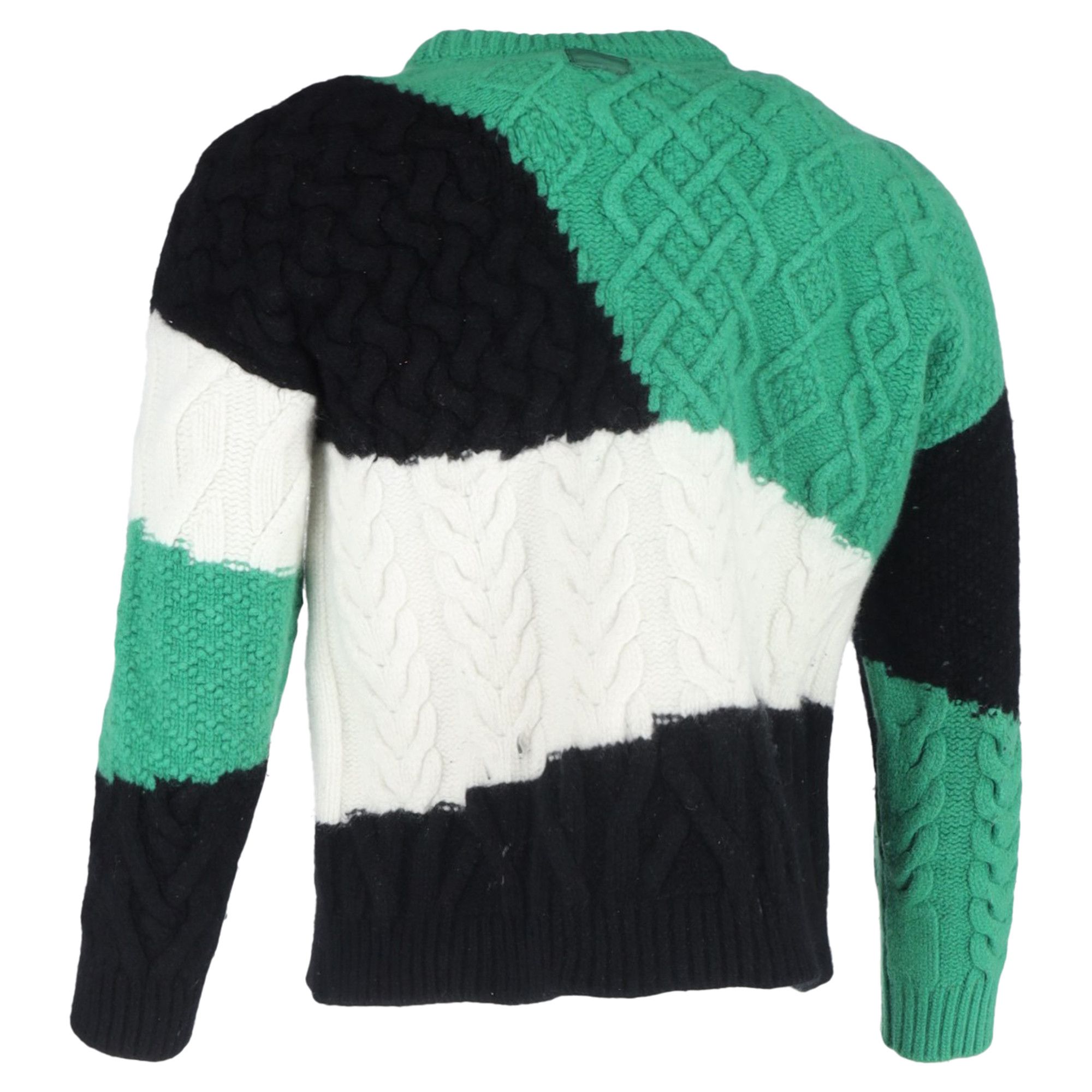 Loewe Loewe Colourblock Cable-Knit Sweater in Green Wool Size US XL / EU 56 / 4 - 3 Thumbnail