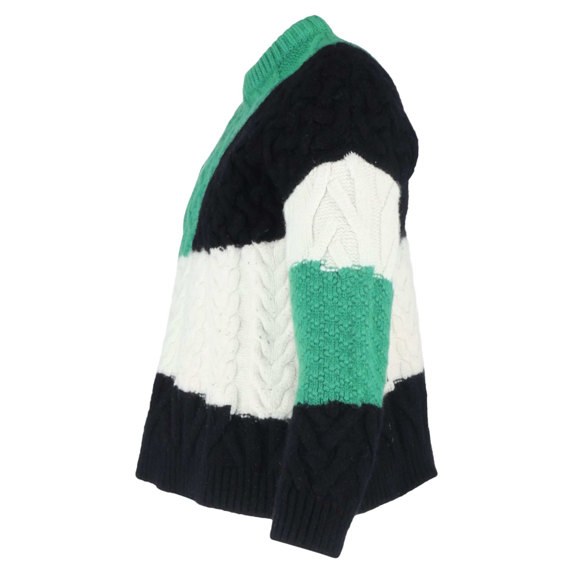 Loewe Loewe Colourblock Cable-Knit Sweater in Green Wool Size US XL / EU 56 / 4 - 2 Thumbnail