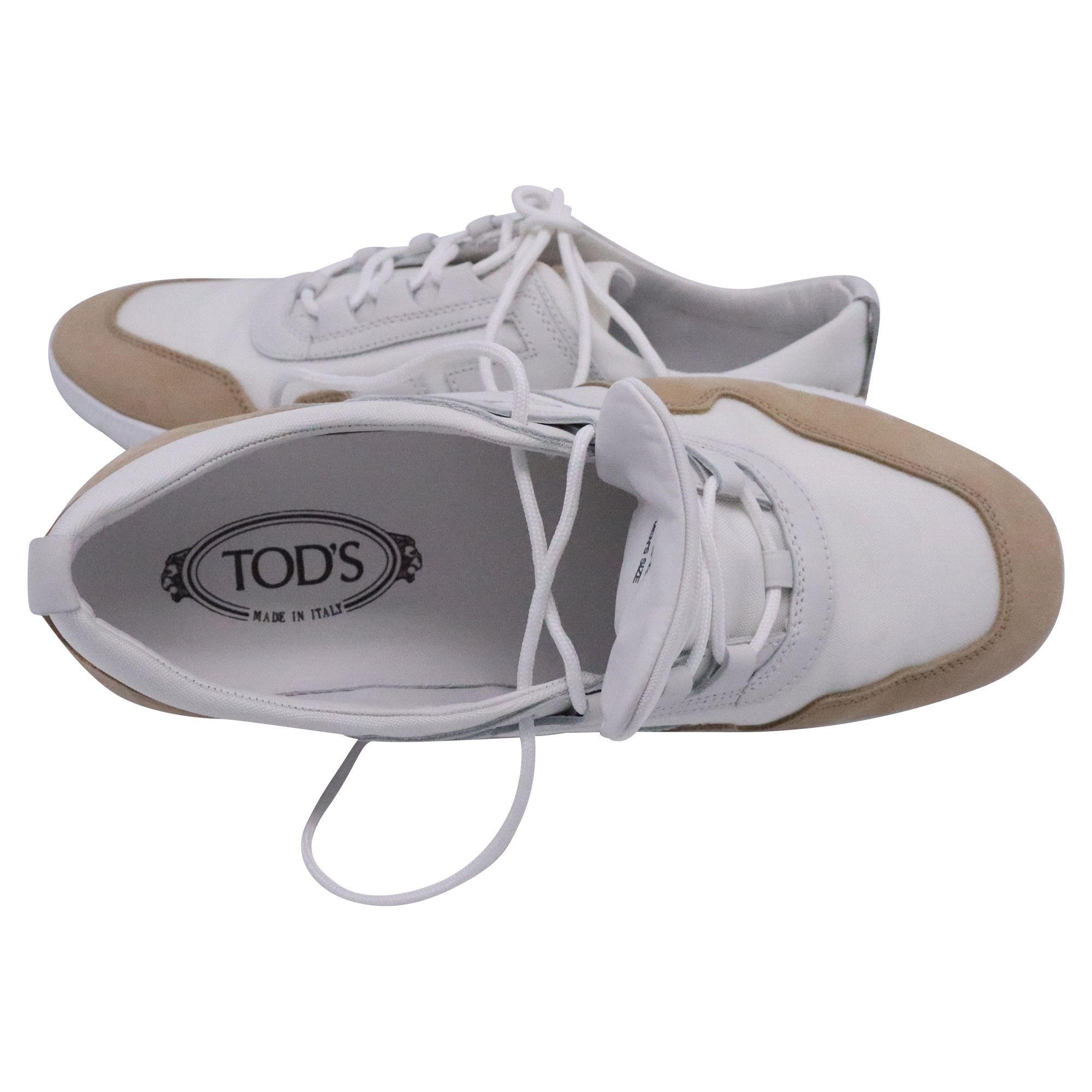 Tod's Tod's Two-Tone Sneakers in White Canvas Size US 8 / EU 41 - 10 Thumbnail