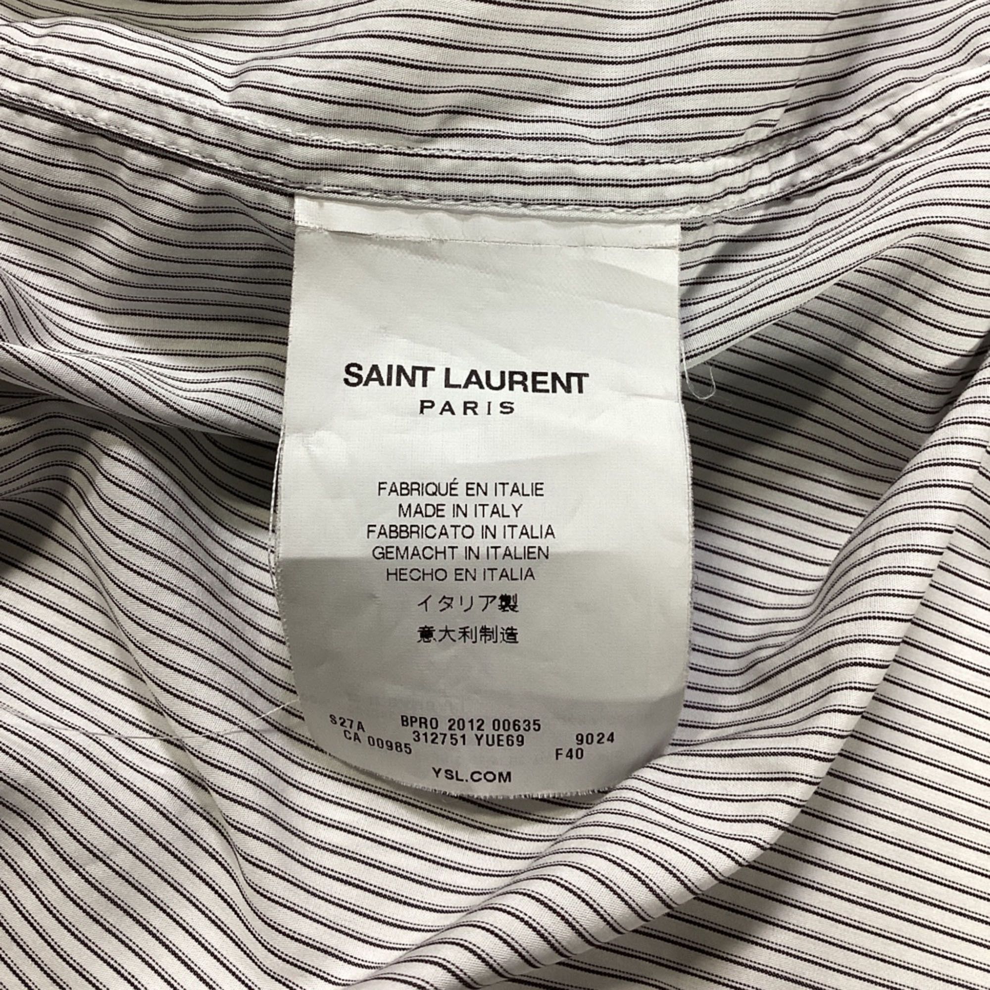 Saint Laurent Paris Saint Laurent Striped Long Sleeve Shirt in Black and White Size US XL / EU 56 / 4 - 5 Thumbnail