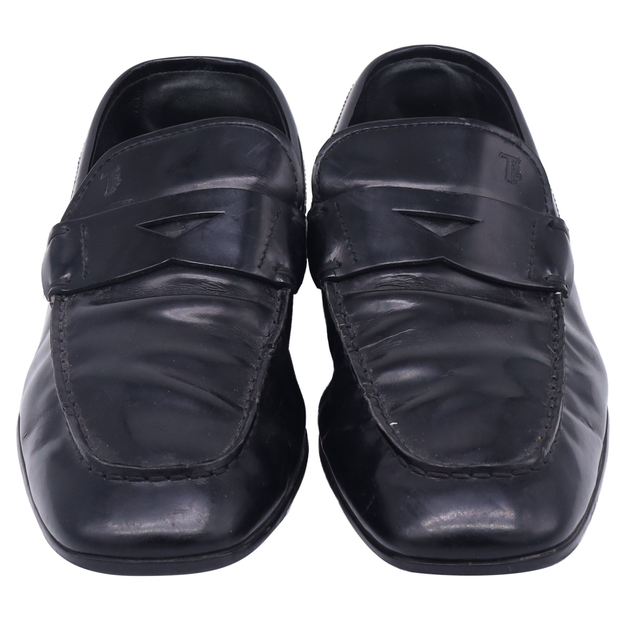 Tod's Tod's Logo-Embossed Penny Loafers in Black Leather Size US 12 / EU 45 - 2 Thumbnail