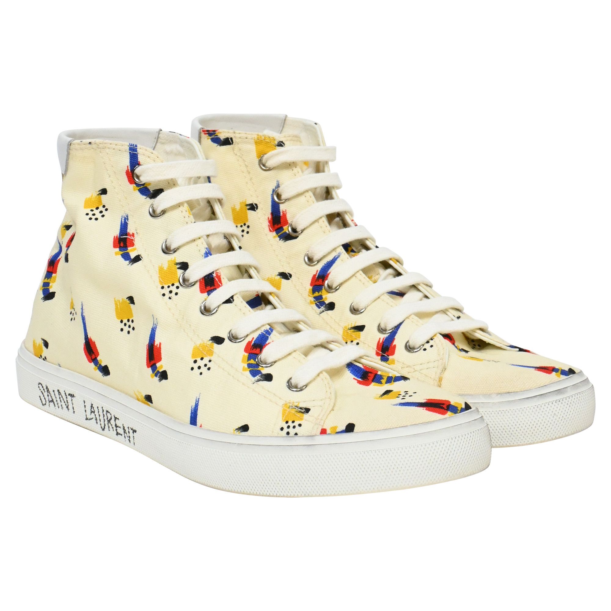 Saint Laurent Paris Saint Laurent Malibu Mid Top Sneakers in Multicolor Canvas Size US 8.5 / EU 41-42 - 4 Thumbnail