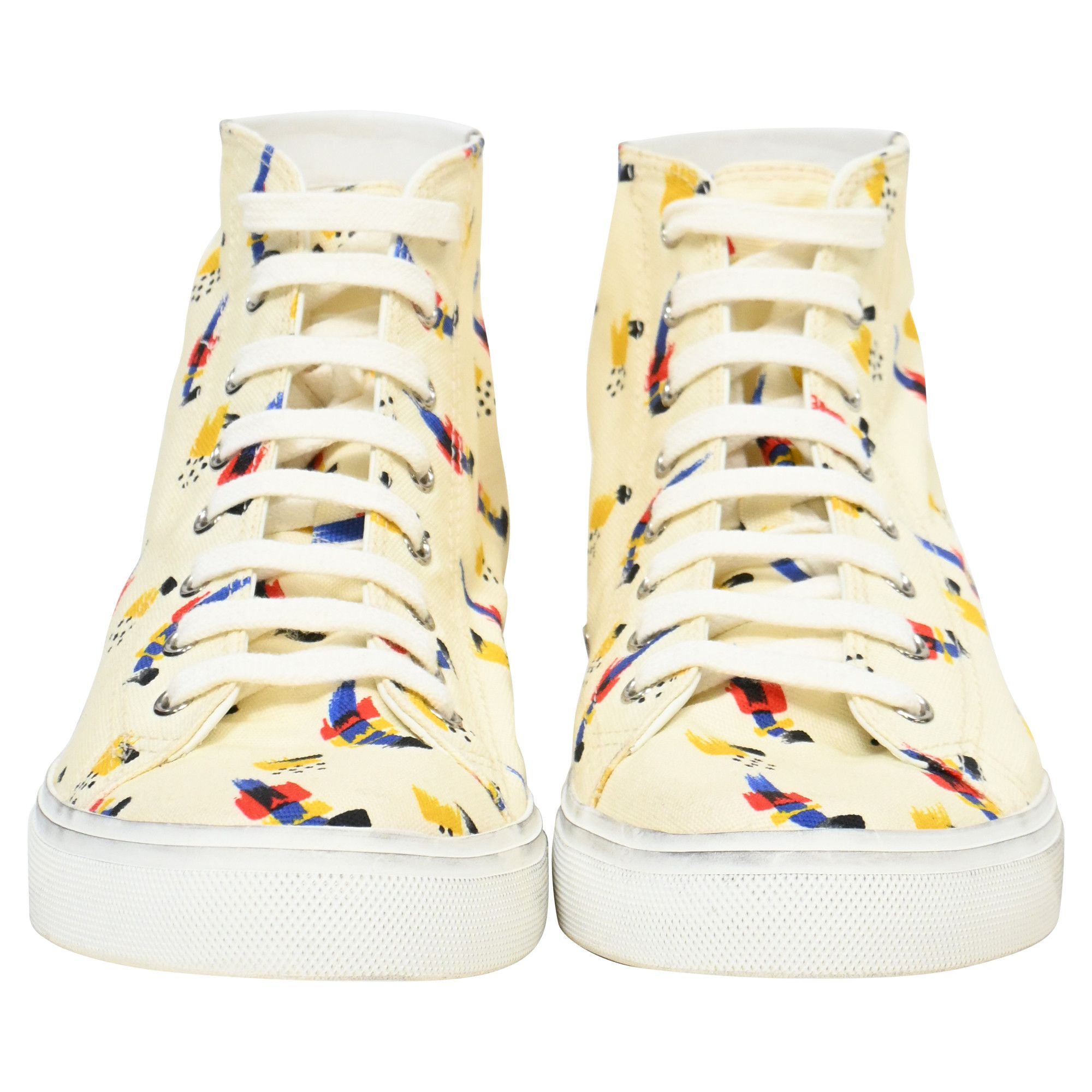 Saint Laurent Paris Saint Laurent Malibu Mid Top Sneakers in Multicolor Canvas Size US 8.5 / EU 41-42 - 2 Thumbnail