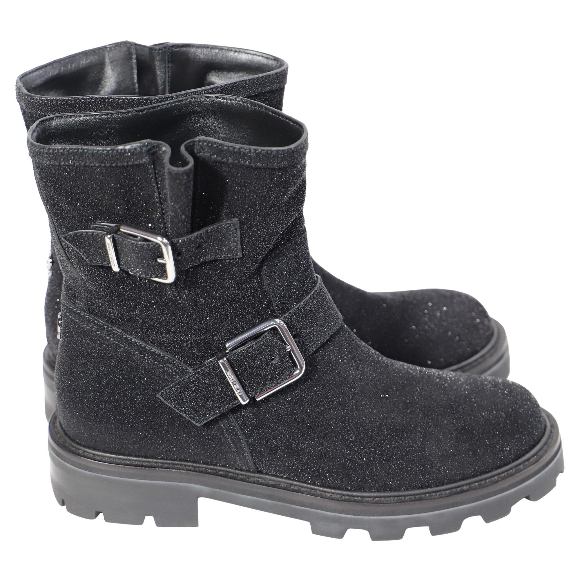Jimmy Choo Jimmy Choo Youth II Glitter-Effect Ankle Boots in Black Glit Size US 6 / EU 39 - 4 Thumbnail