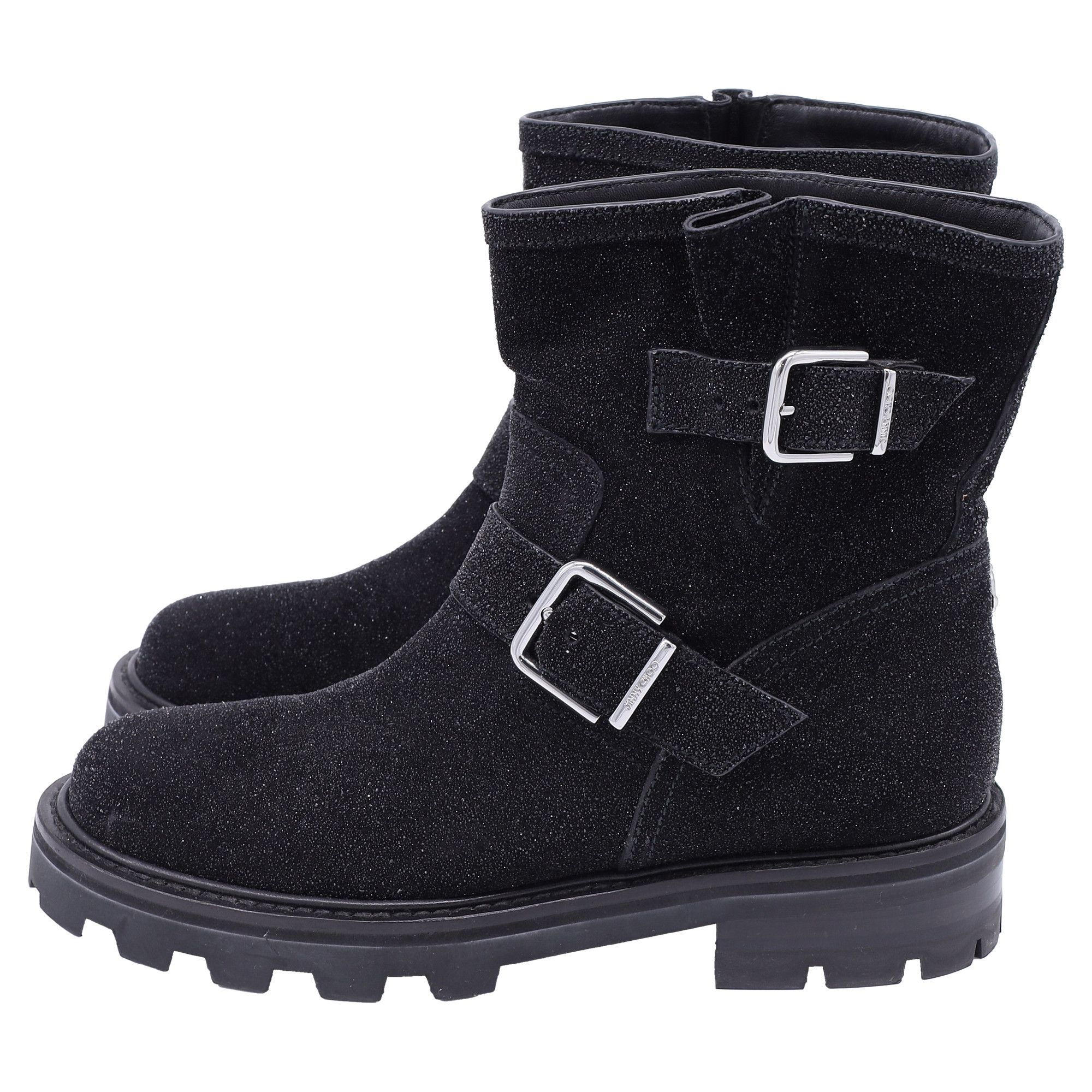 Jimmy Choo Jimmy Choo Youth II Glitter-Effect Ankle Boots in Black Glit Size US 6 / EU 39 - 2 Thumbnail
