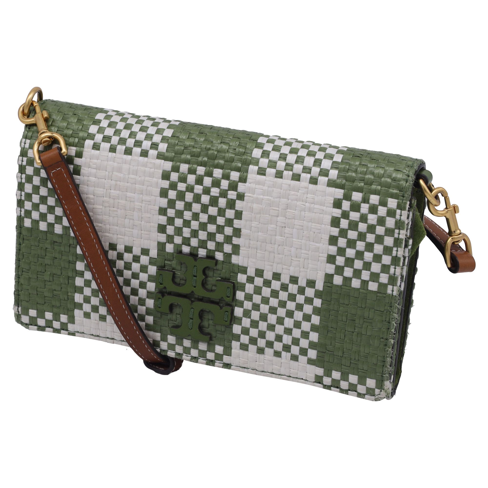 Tory Burch Tory Burch McGraw Woven Crossbody Bag in Green Leather Size ONE SIZE - 2 Thumbnail