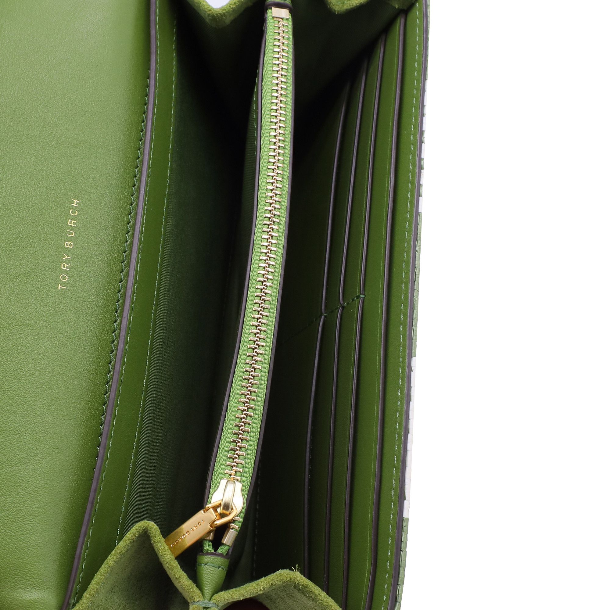 Tory Burch Tory Burch McGraw Woven Crossbody Bag in Green Leather Size ONE SIZE - 6 Thumbnail