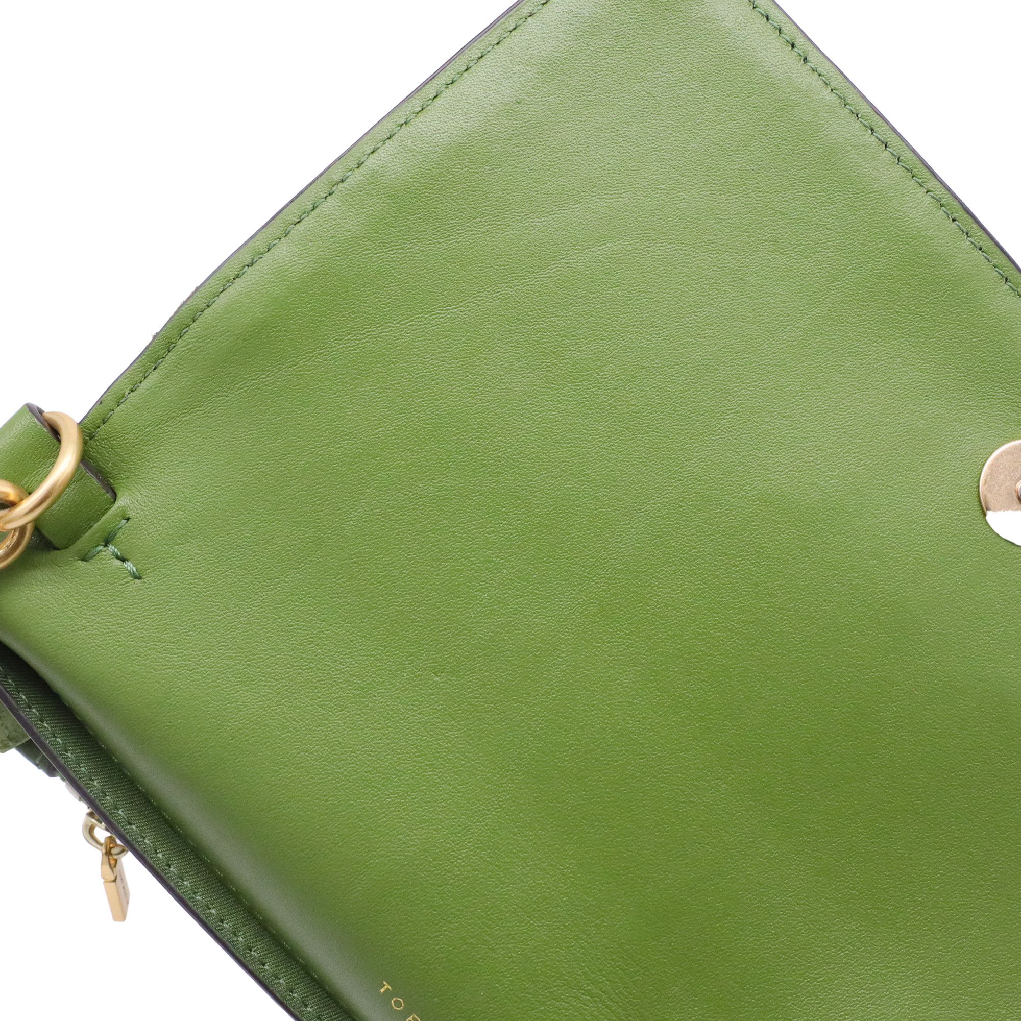 Tory Burch Tory Burch McGraw Woven Crossbody Bag in Green Leather Size ONE SIZE - 8 Thumbnail
