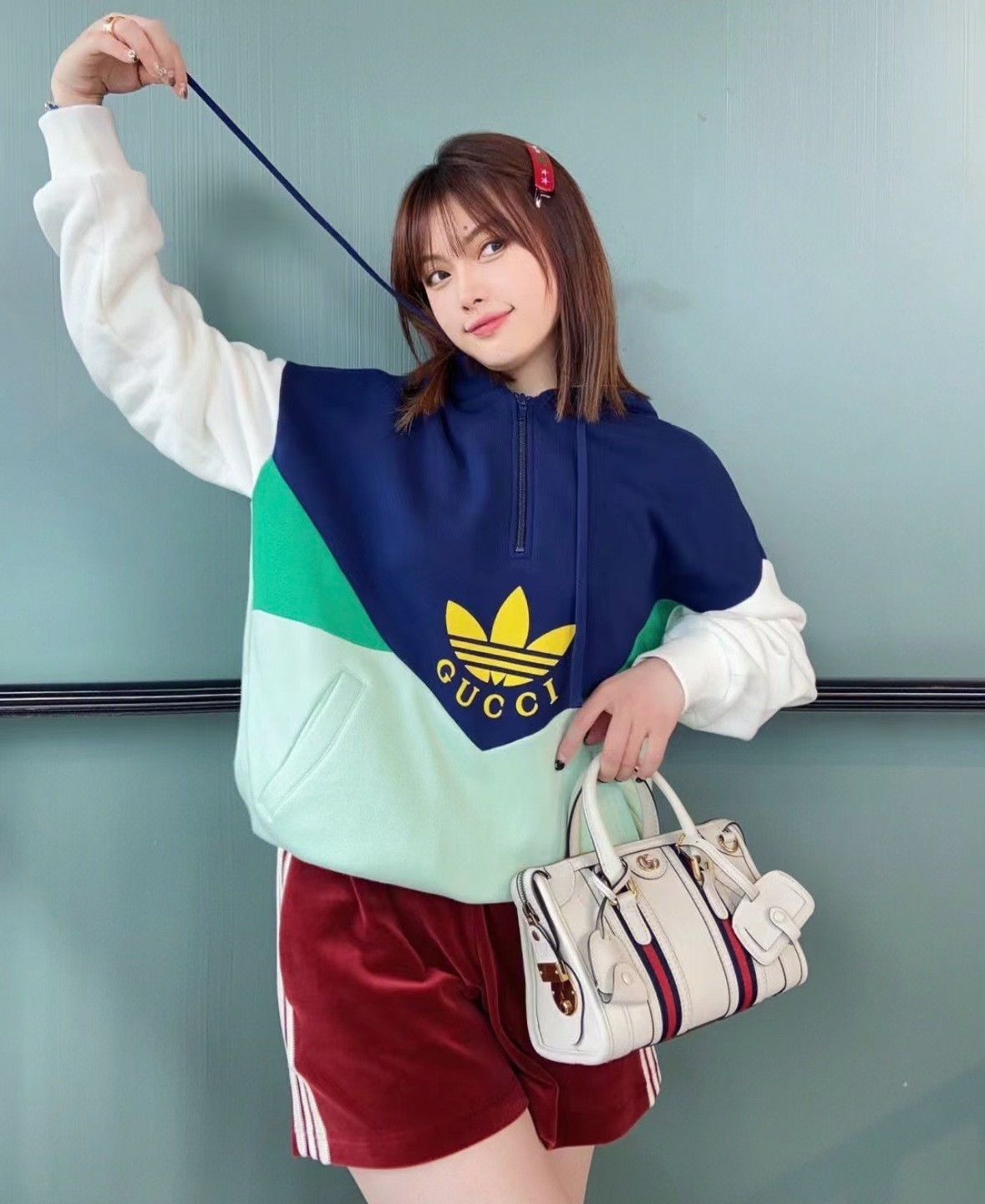 Gucci Gucci x Adidas Colorblock Half-Zip Hoodie Size L Size US L / EU 52-54 / 3 - 8 Thumbnail