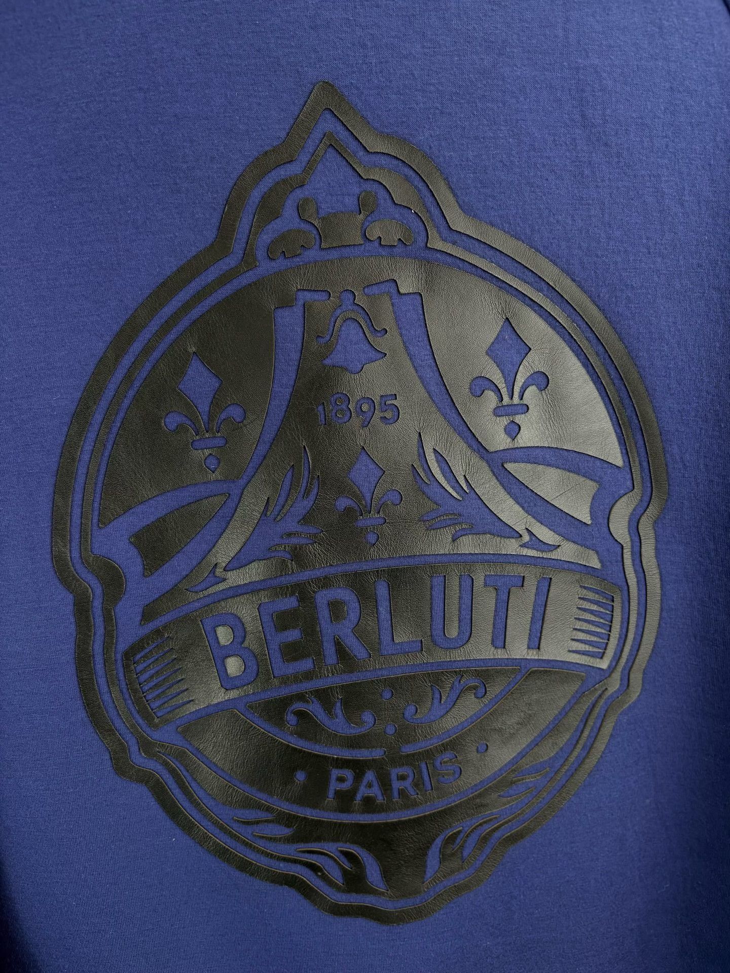 Berluti Berluti Blue Leather Patch Hoodie XS Size US XS / EU 42 / 0 - 4 Thumbnail