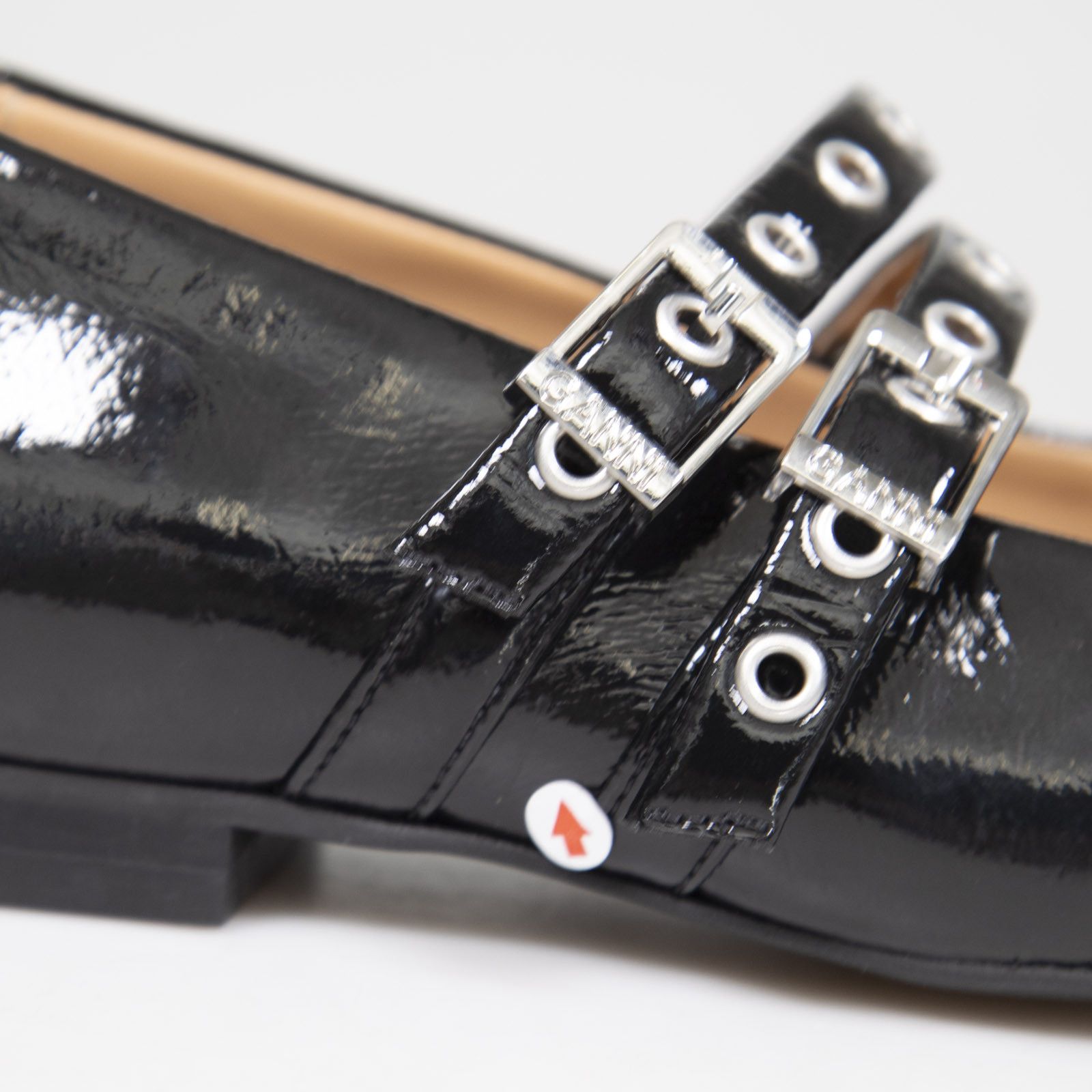 Ganni Black Vegan Patent Leather Pointed Flats Size US 5 / IT 35 - 9 Thumbnail