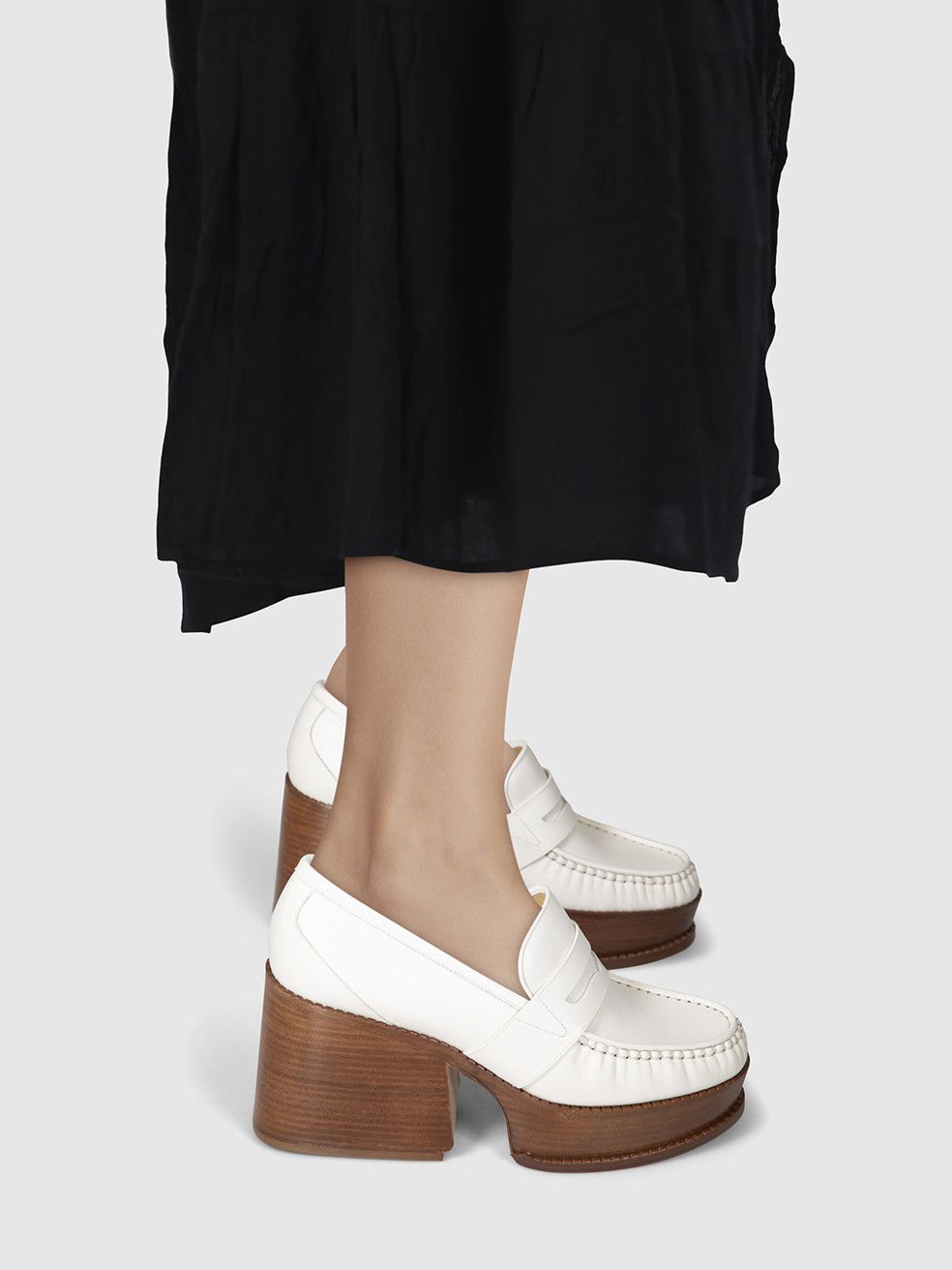Gabriela Hearst White Leather Platform Loafers Size US 8.5 / IT 38.5 - 2 Thumbnail