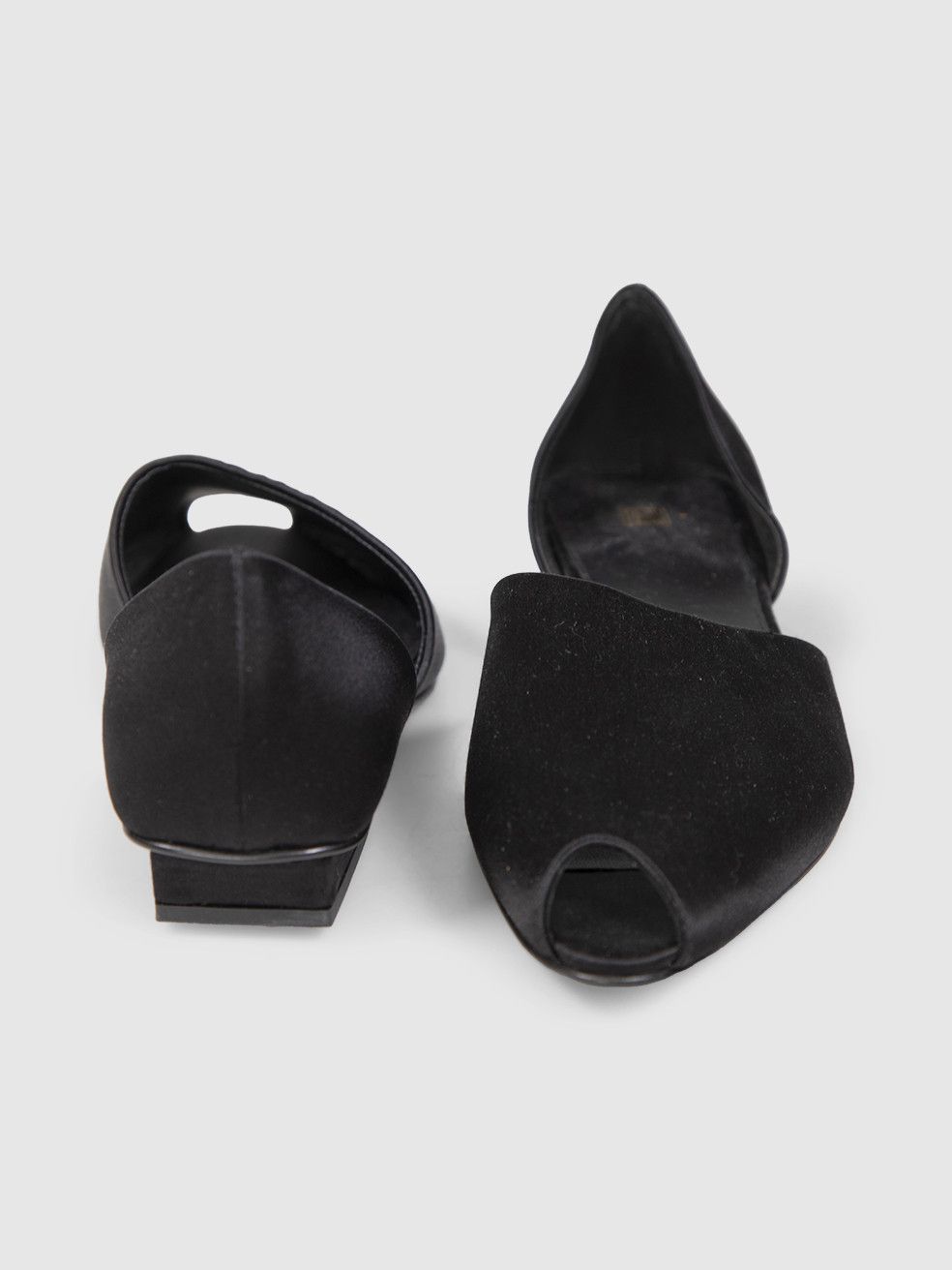 Toteme Black Satin Peep Toe Flats Size US 8 / IT 38 - 3 Thumbnail