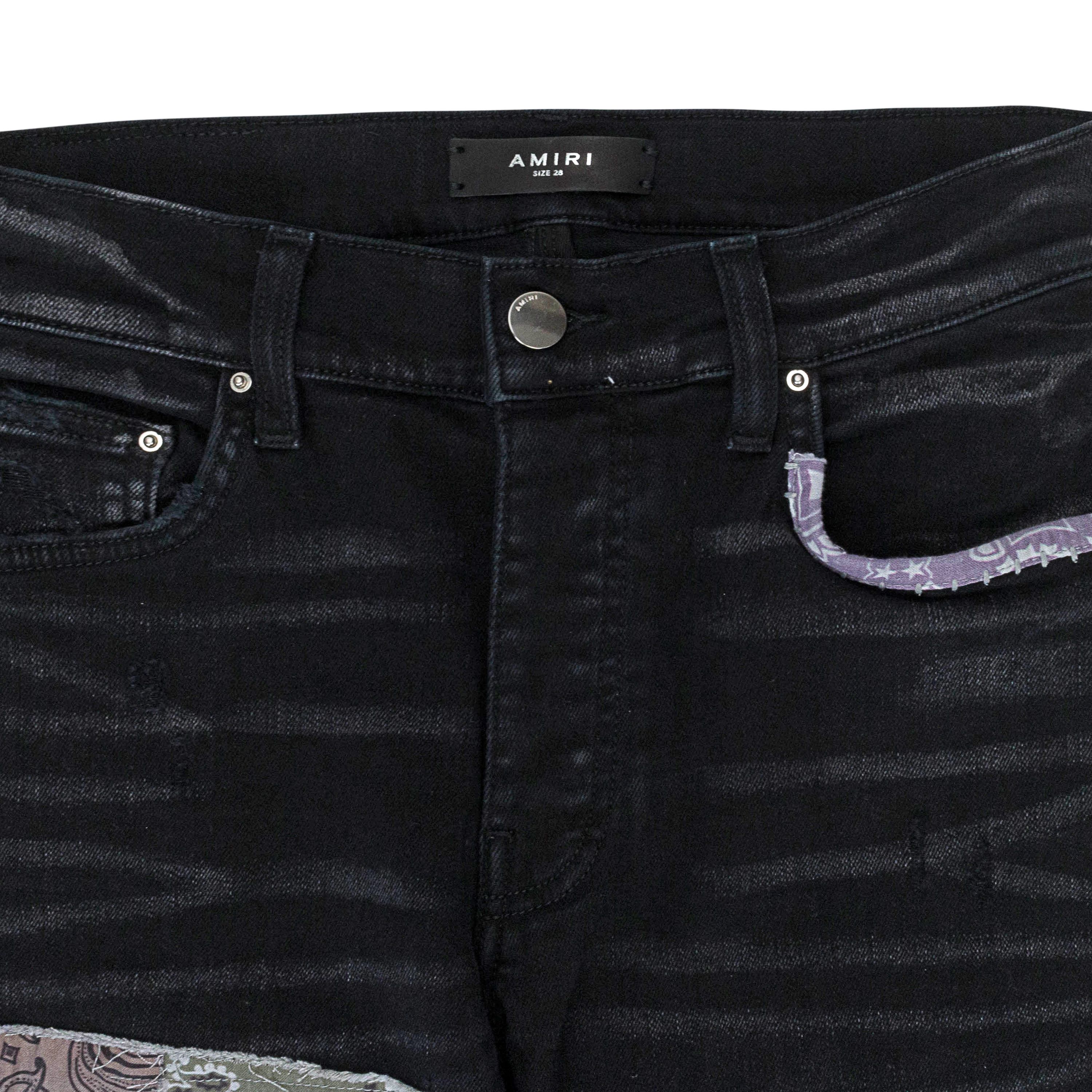 Amiri Amiri BANDANA ART PATCH AGED BLACK JEANS Size 33 Size US 33 - 3 Thumbnail