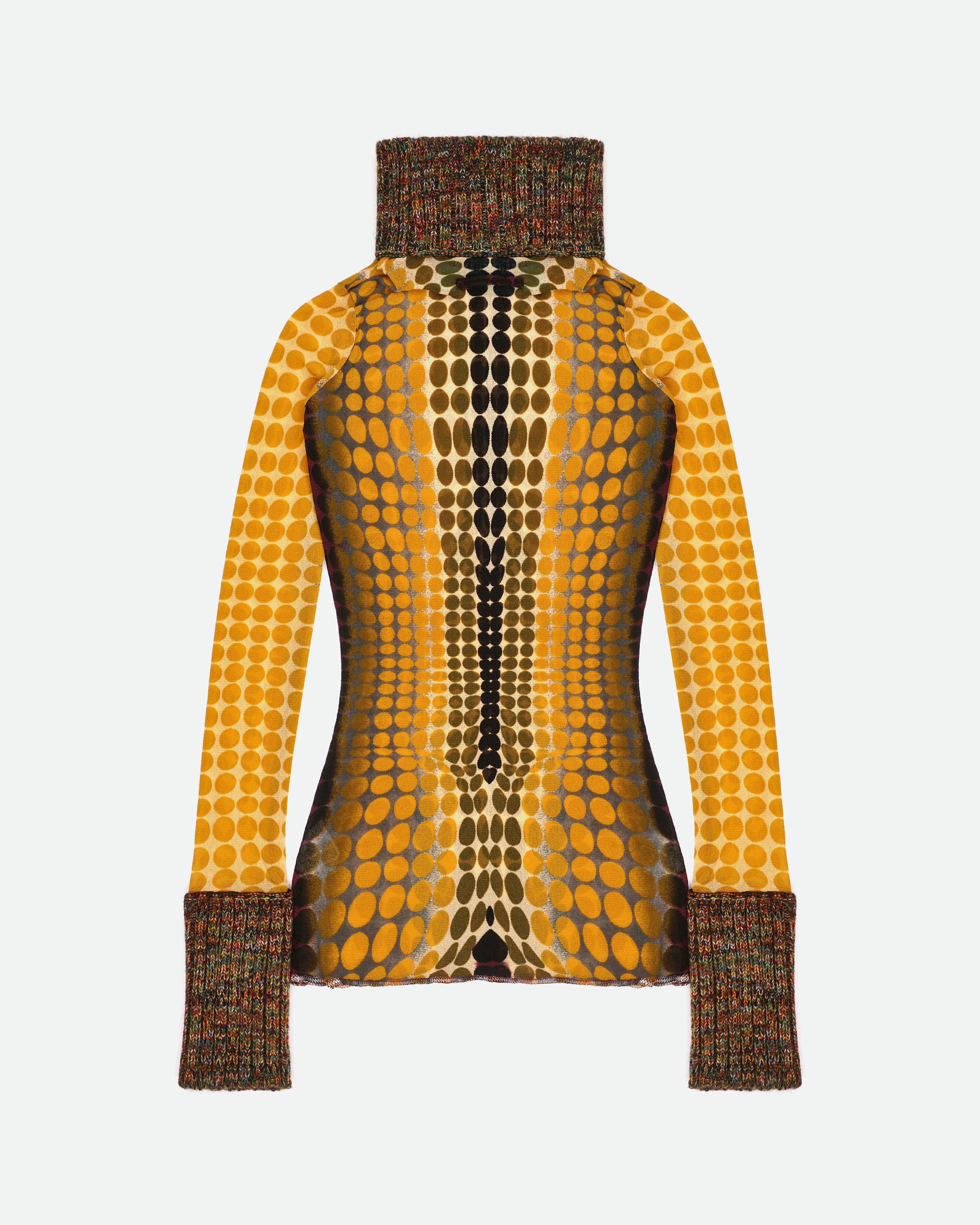 Jean Paul Gaultier AW95 `Cyberdot´ Vasarely-Print Mesh Turtleneck Longsleeve Size L / US 10 / IT 46 - 2 Thumbnail