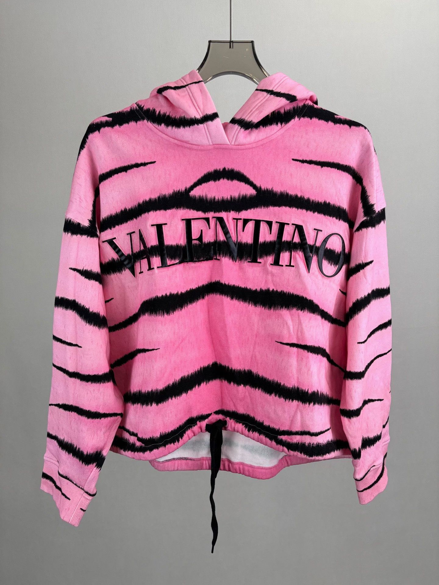 Valentino Valentino Pink Zebra Print Logo Hoodie Size L Size L / US 10 / IT 46 - 2 Thumbnail