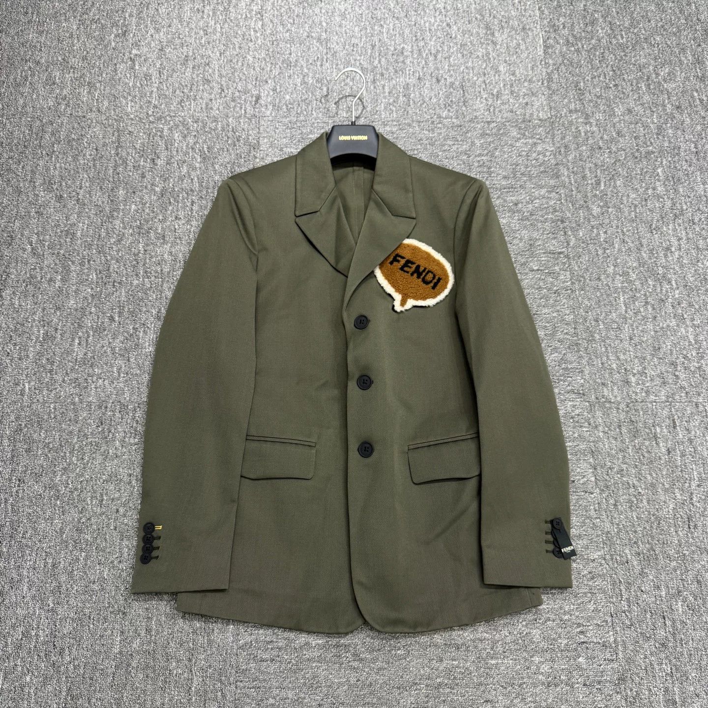 Fendi Fendi Olive Patch Wool Blend Blazer 36R Size 36R - 2 Thumbnail