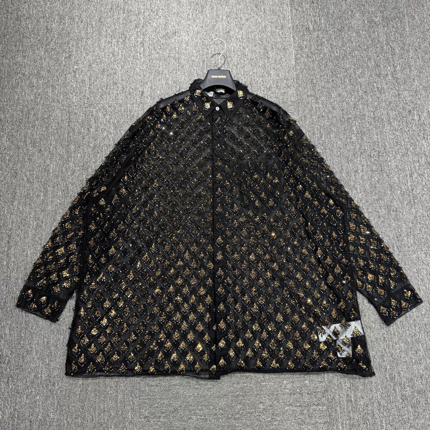Dior Dior Sequin Embroidery Mesh Shirt 41 L Size US L / EU 52-54 / 3 - 2 Thumbnail