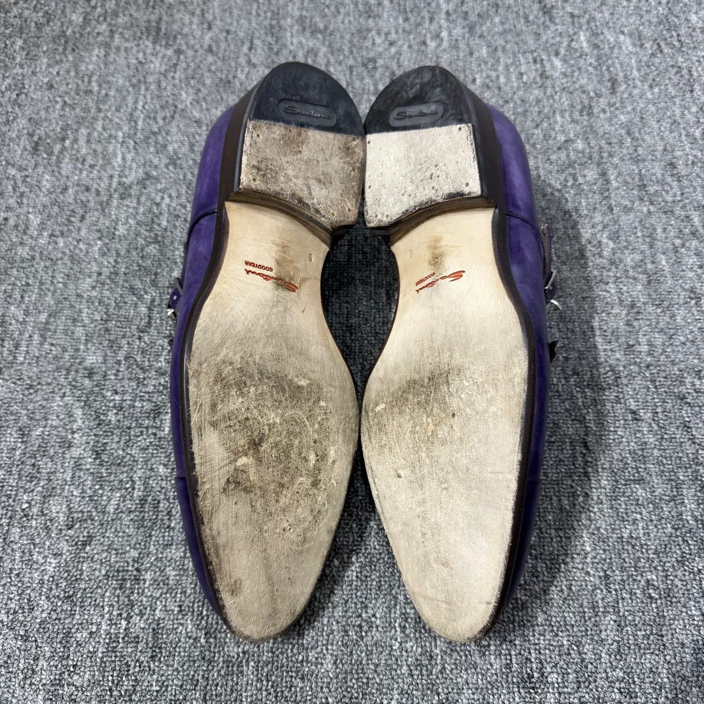 Santoni Santoni Purple Leather Double Monk Strap Shoes US 7 Size US 7 / EU 40 - 5 Thumbnail