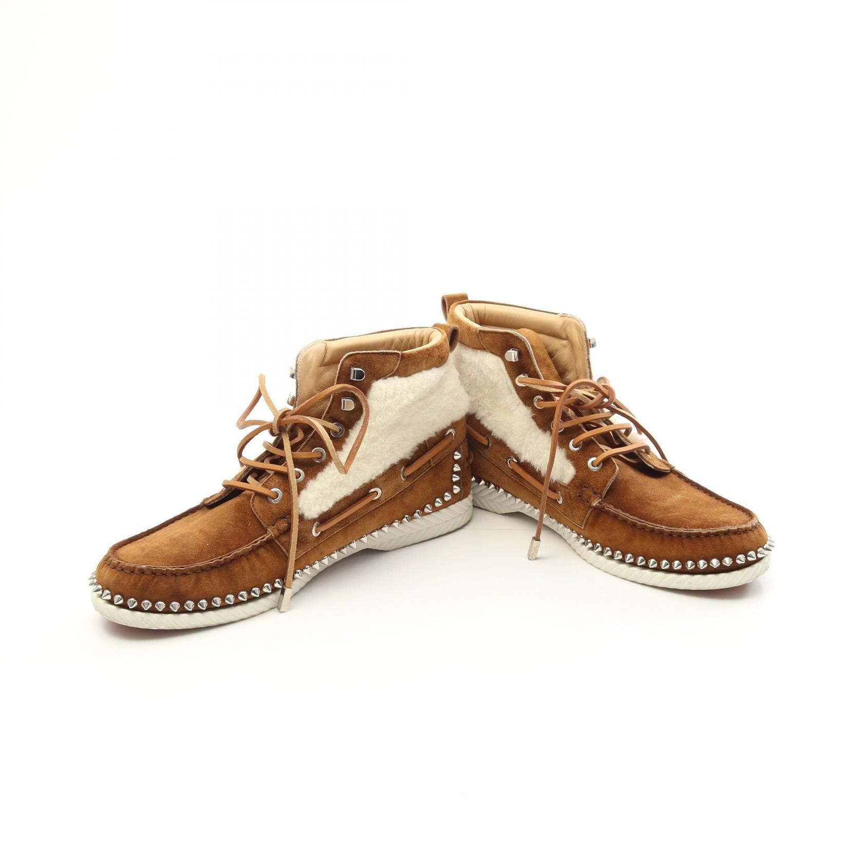 Christian Louboutin Christian Louboutin Christian Louboutin TORONT FLAT Suede Shearling Boots Leather Shoes DUTY FREE for USA Size ONE SIZE - 3 Thumbnail