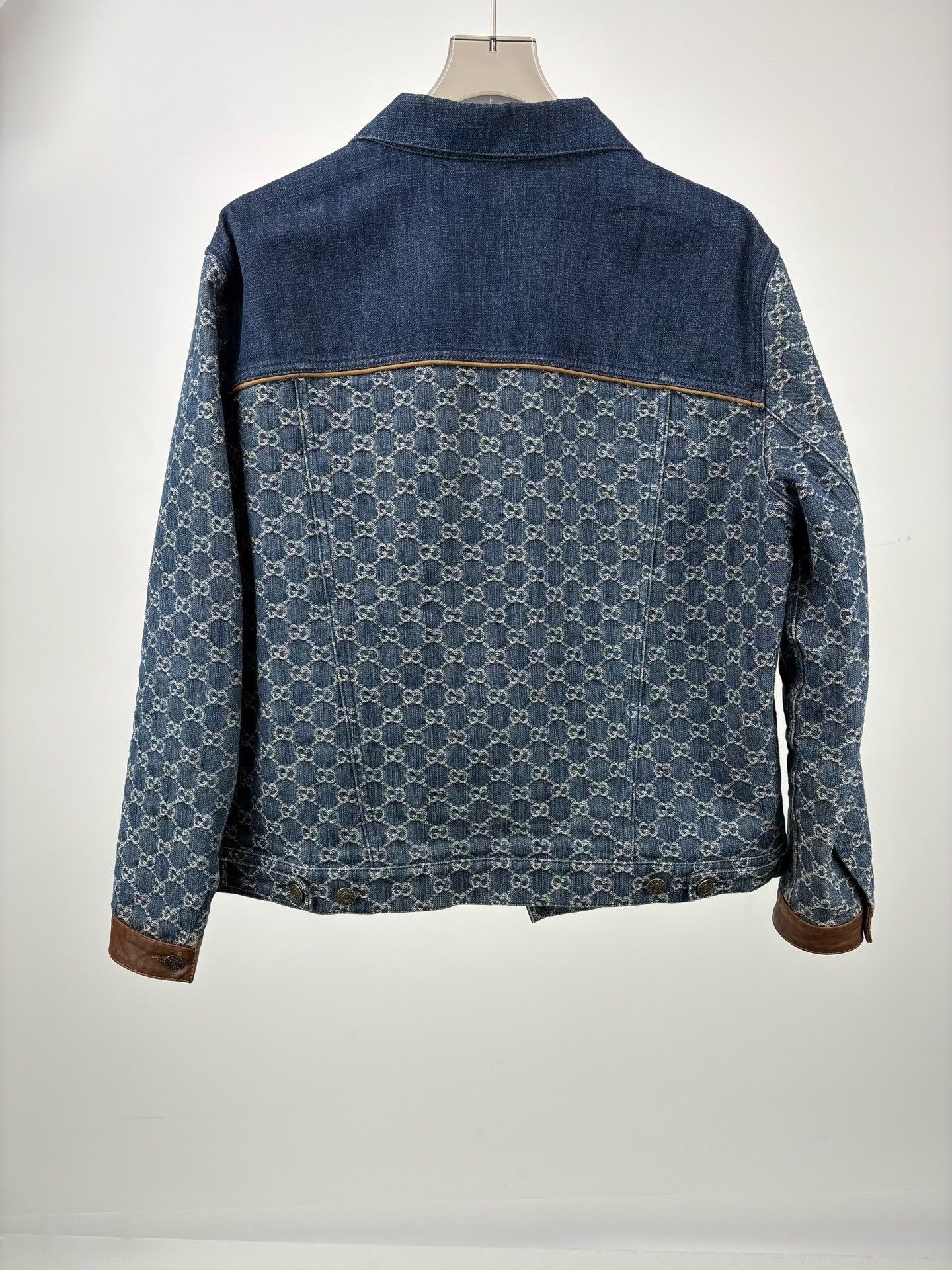 Gucci Gucci GG Monogram Leather Trim Denim Jacket 44 Size US S / EU 44-46 / 1 - 3 Thumbnail
