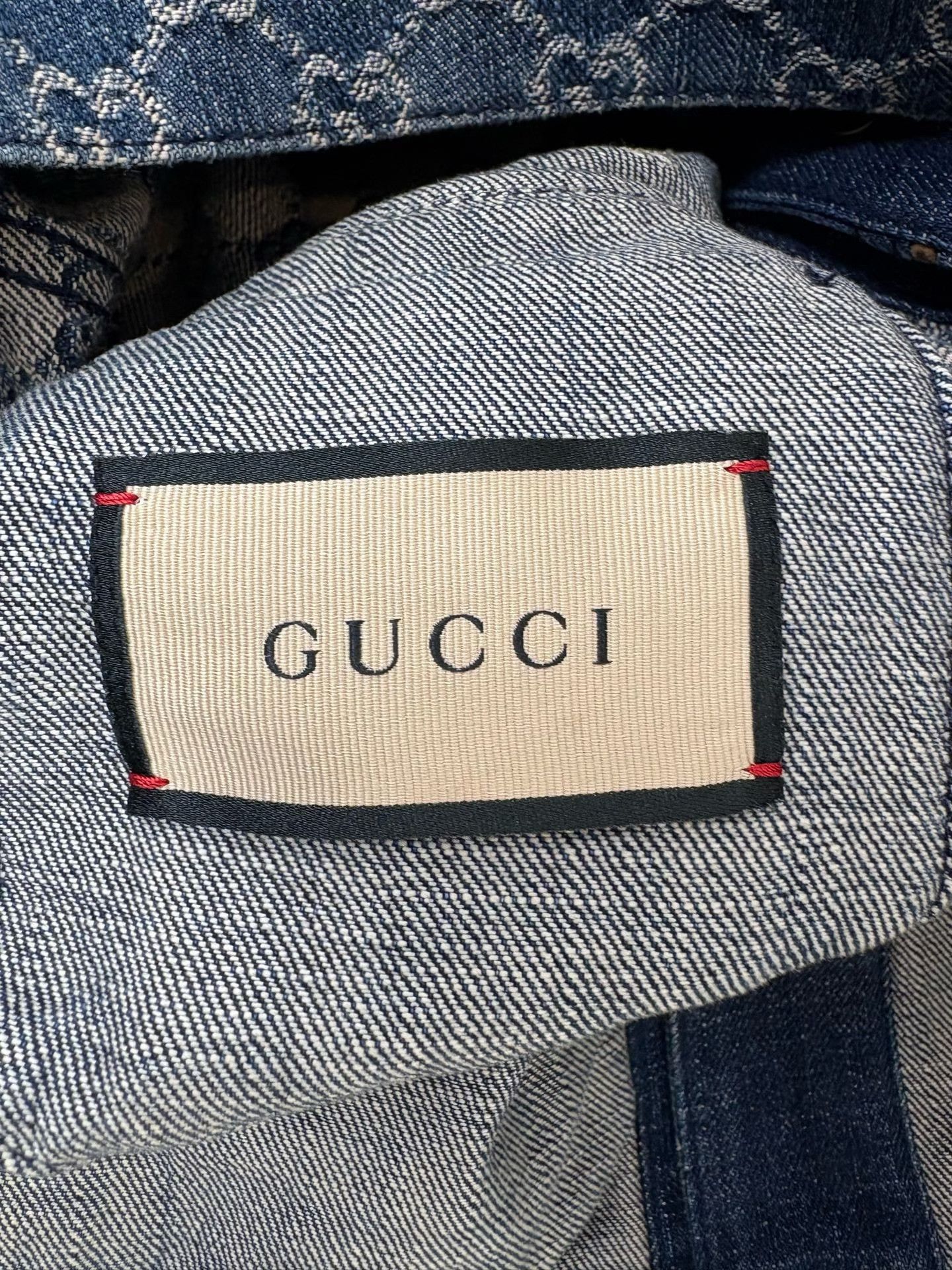 Gucci Gucci GG Monogram Leather Trim Denim Jacket 44 Size US S / EU 44-46 / 1 - 5 Thumbnail