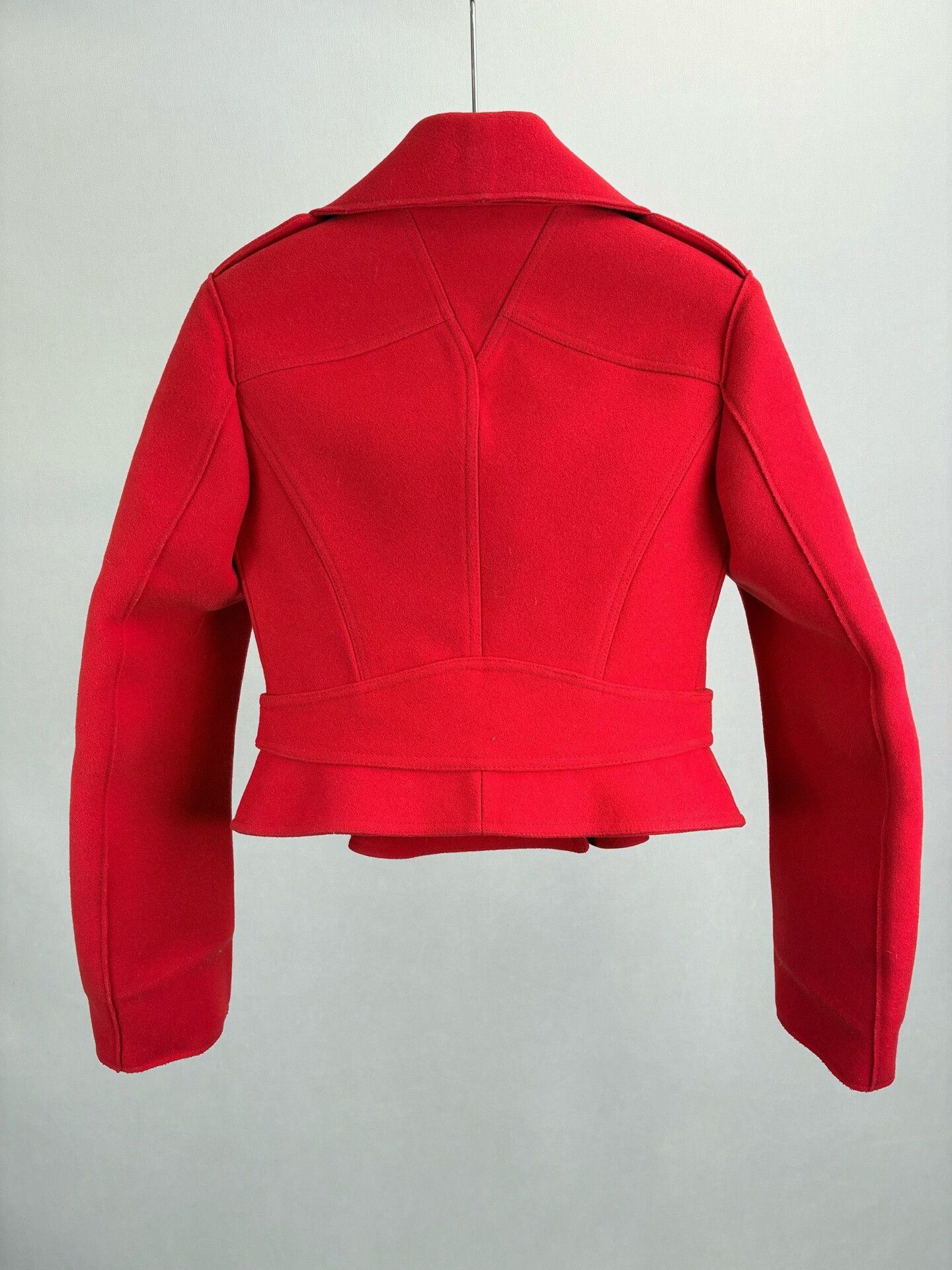 Alexander McQueen Alexander McQueen Red Wool Biker Jacket IT 38 Size XS / US 0-2 / IT 36-38 - 3 Thumbnail