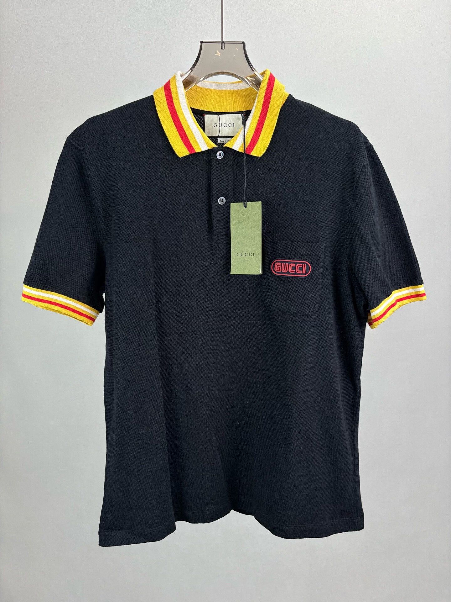 Gucci Gucci Logo Patch Striped Polo XL Size US XL / EU 56 / 4 - 2 Thumbnail