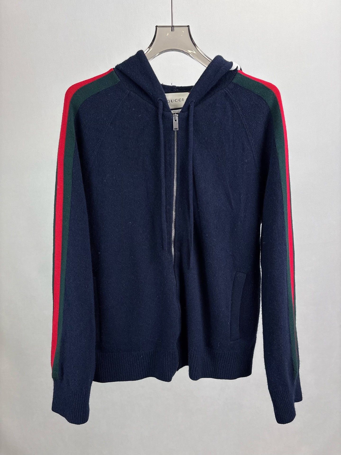 Gucci Gucci Web Stripe Wool Zip-Up Hoodie Size XL Size US XL / EU 56 / 4 - 2 Thumbnail