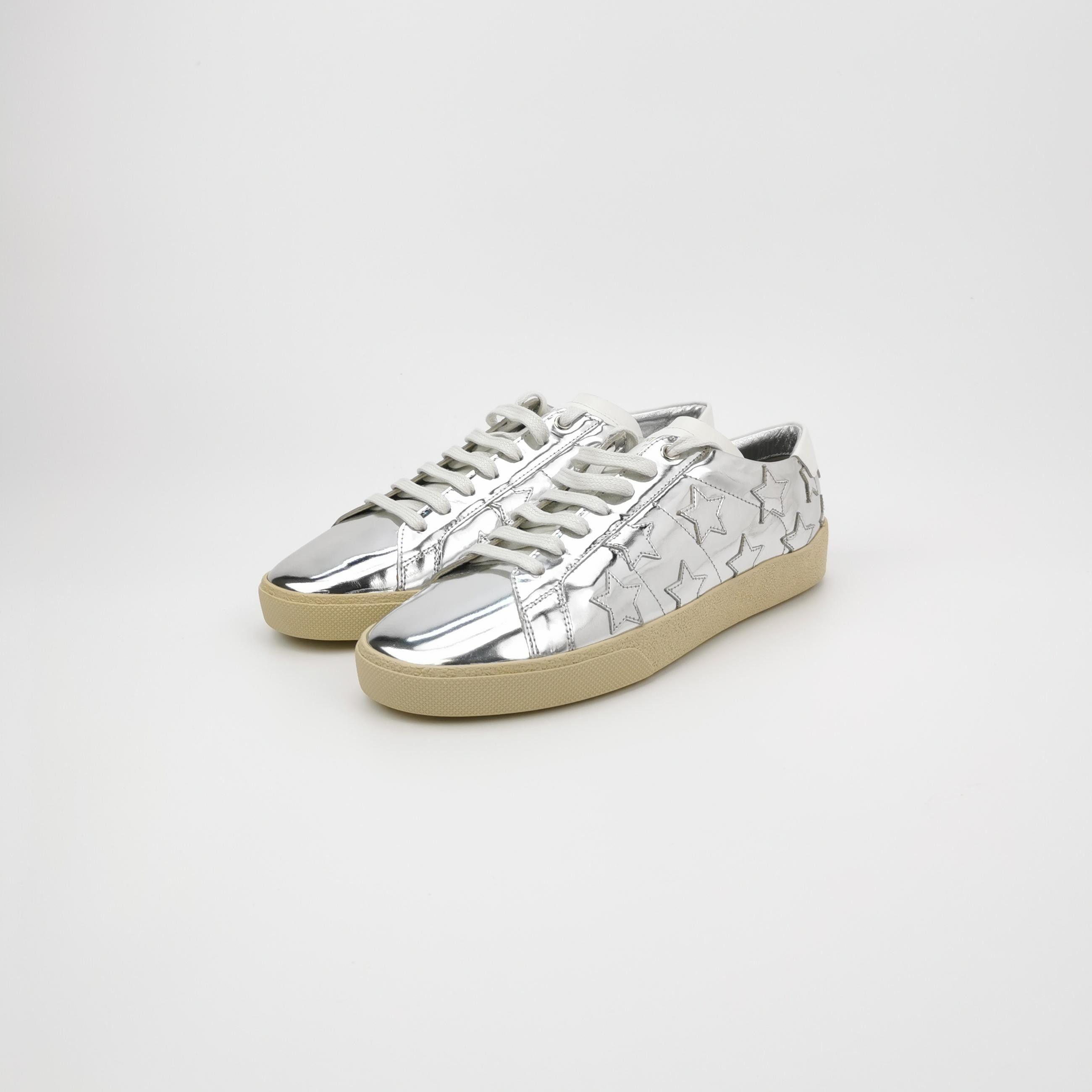 Saint Laurent Paris Saint Laurent Silver Star Patch Low-Top Sneakers 40 Size US 7 / EU 40 - 3 Thumbnail