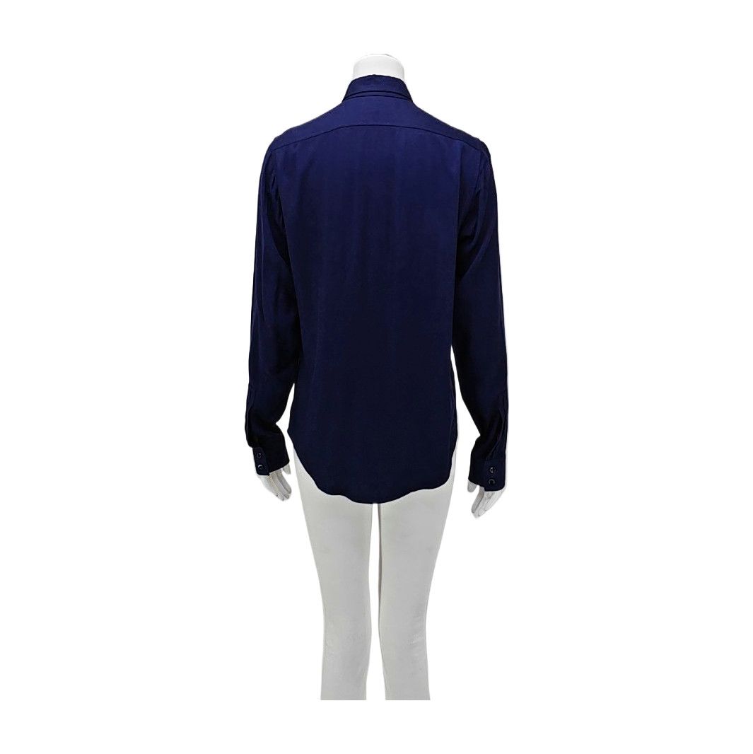 Saint Laurent Paris Saint Laurent Blue Viscose Long Sleeve Shirt Size 37 Size S / US 4 / IT 40 - 3 Thumbnail