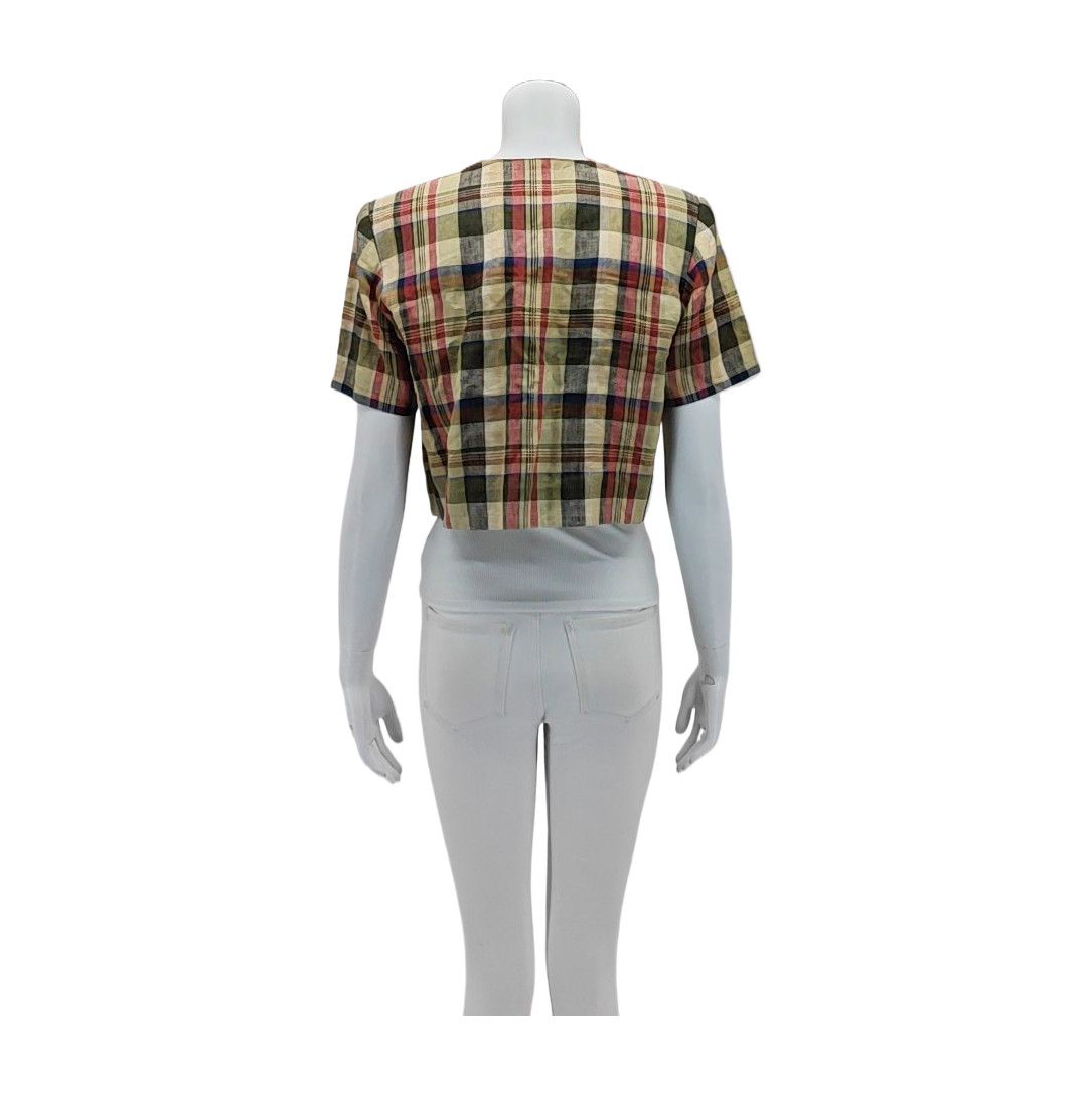 Saint Laurent Paris Saint Laurent Plaid Linen Short Sleeve Jacket M Size M / US 6-8 / IT 42-44 - 3 Thumbnail