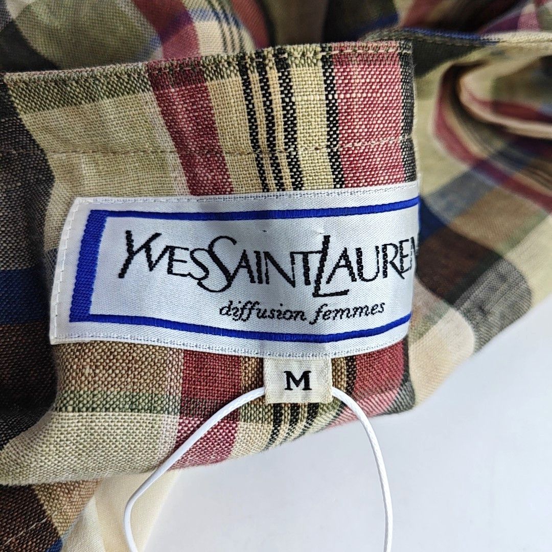 Saint Laurent Paris Saint Laurent Plaid Linen Short Sleeve Jacket M Size M / US 6-8 / IT 42-44 - 6 Thumbnail