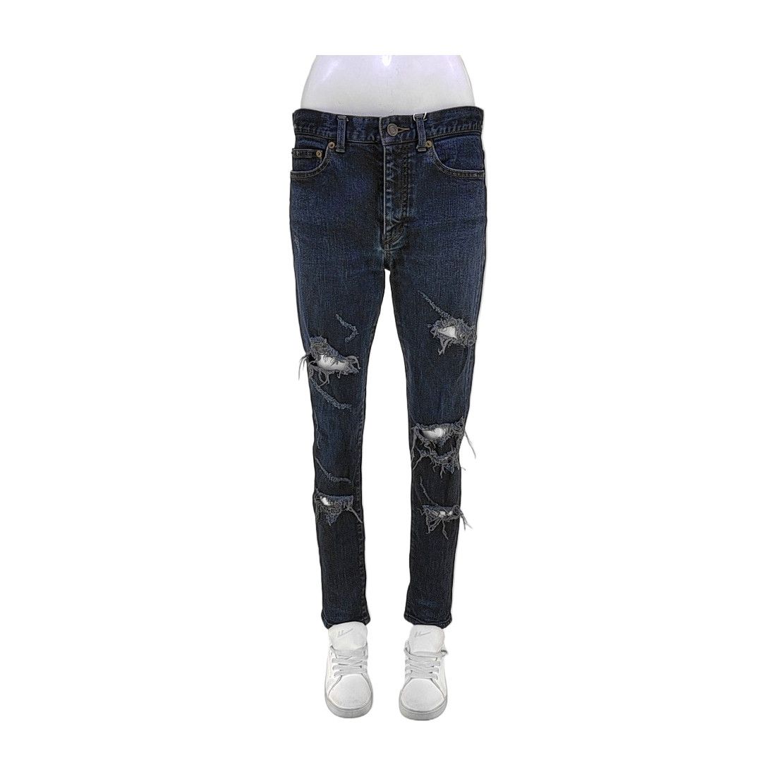 Saint Laurent Paris Saint Laurent Distressed Blue Jeans Size 31 Size 31" - 2 Thumbnail