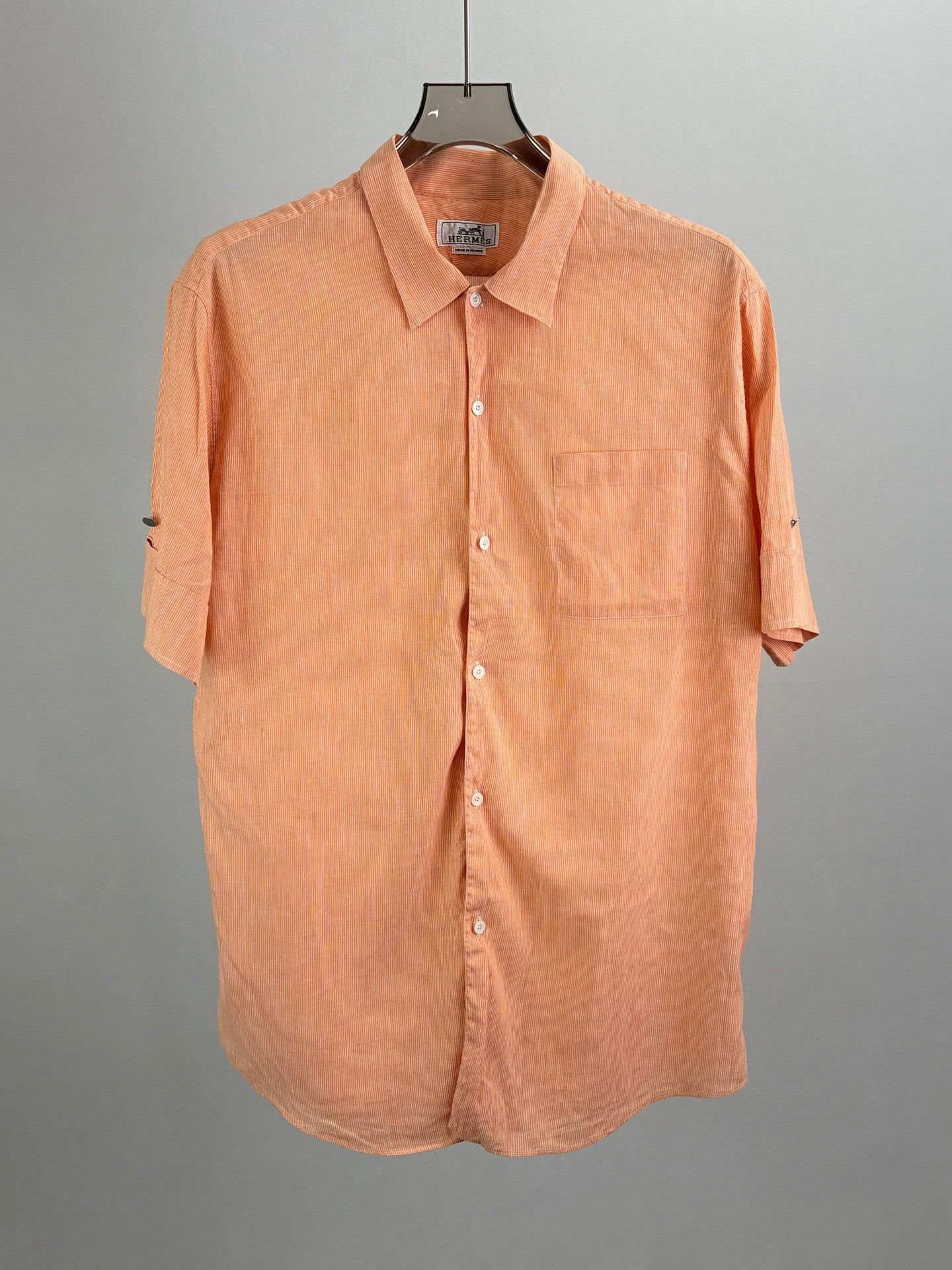 Hermes Hermes Striped Linen Short Sleeve Shirt 43 Size US L / EU 52-54 / 3 - 2 Thumbnail